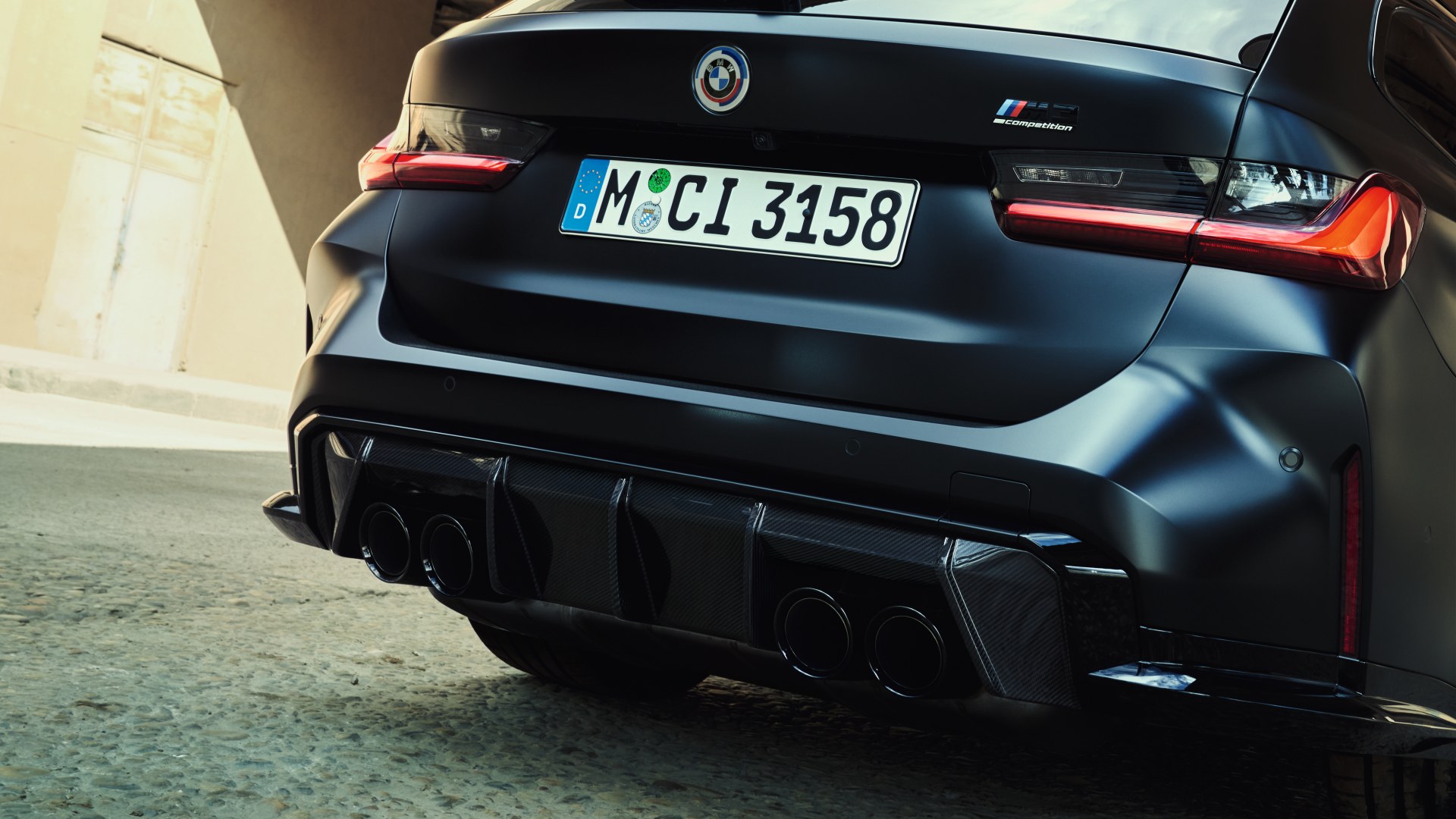 Heck, Abgasanlage und Diffusor des BMW M3 Competition Touring Heck, Abgasanlage und Diffusor des BMW M3 Competition Touring