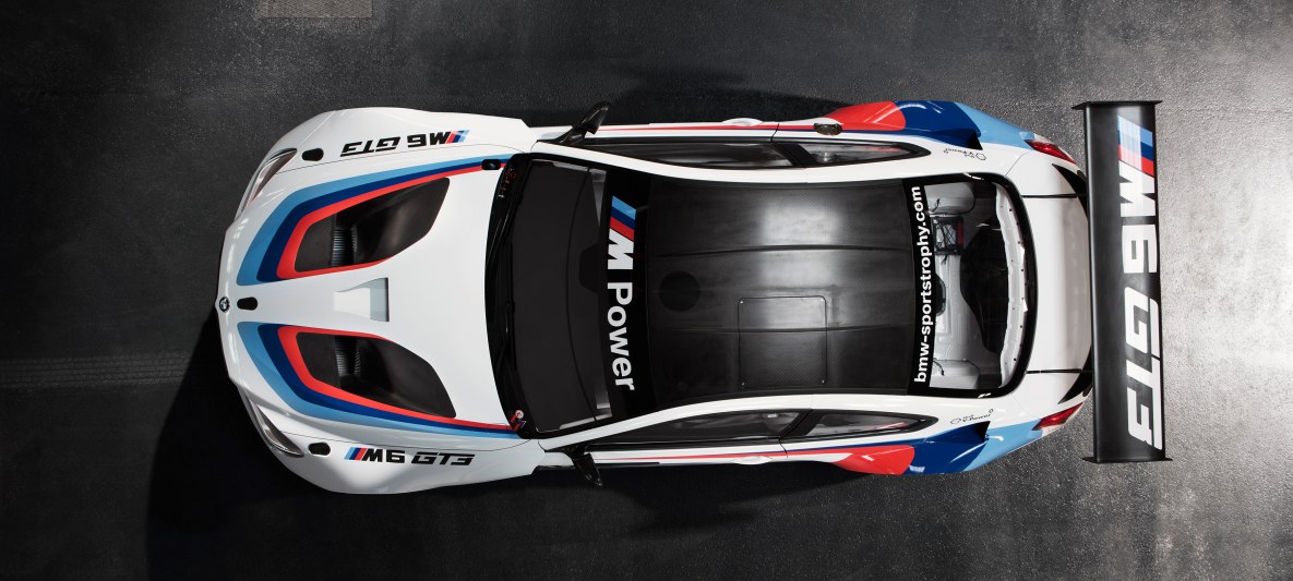 BMW M6 GT3 BMW M6 GT3 top view, carbon roof and bonnet