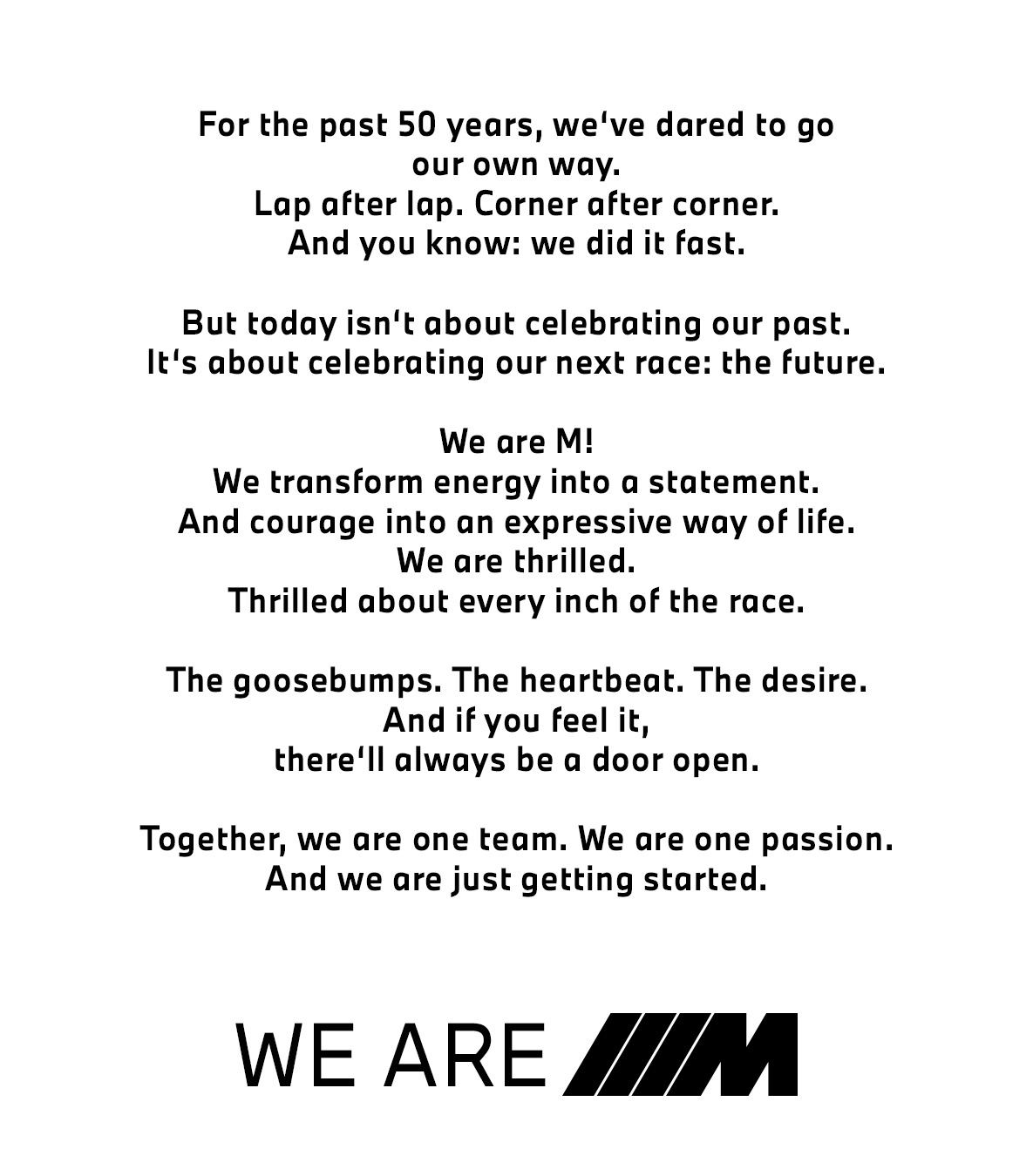 50 Jahre BMW M Huddle Speech