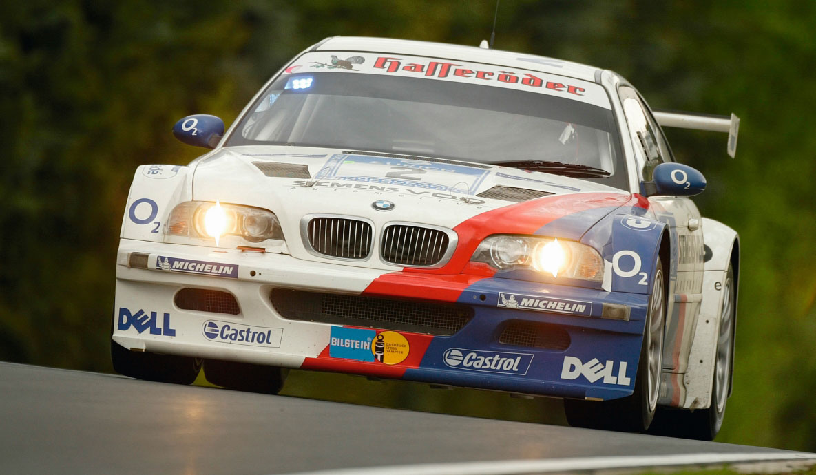 E46 BMW M3 GTR on racetrack