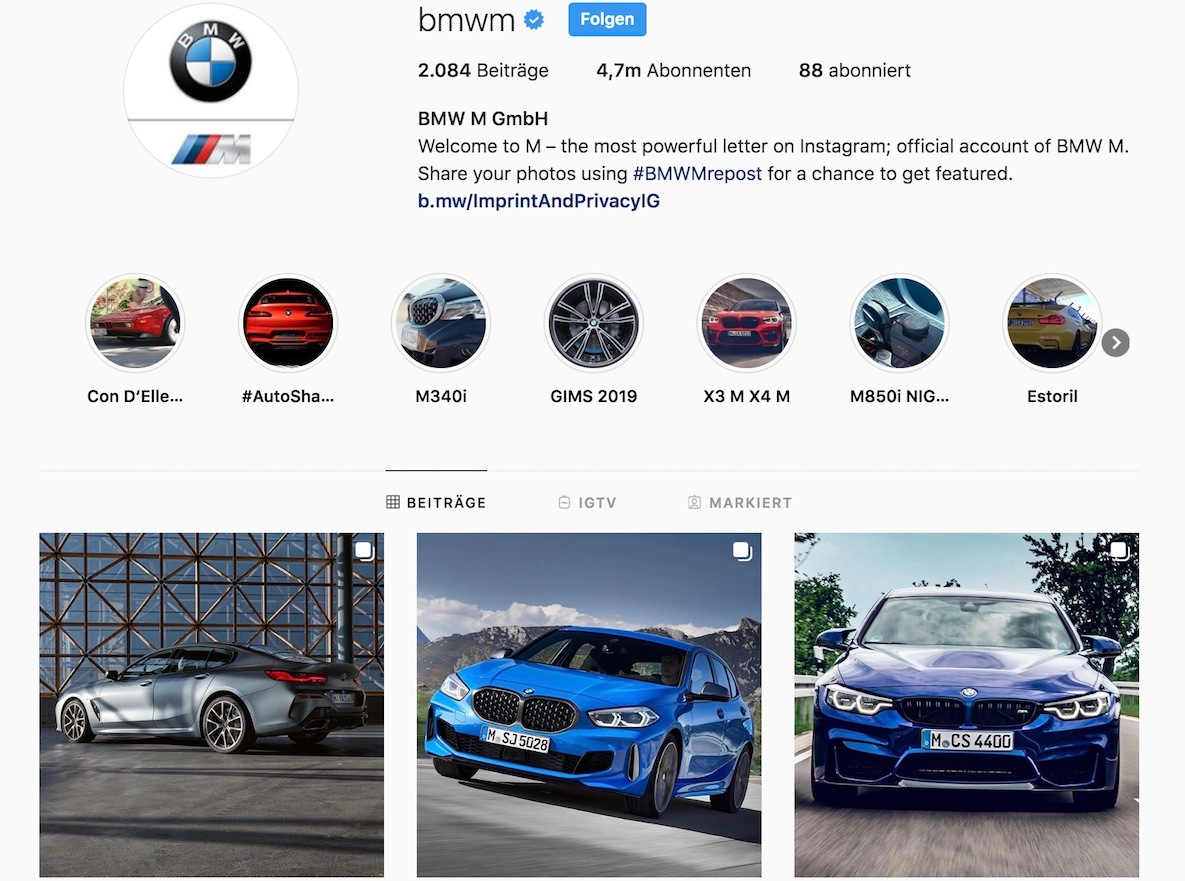 BMW M Instagram