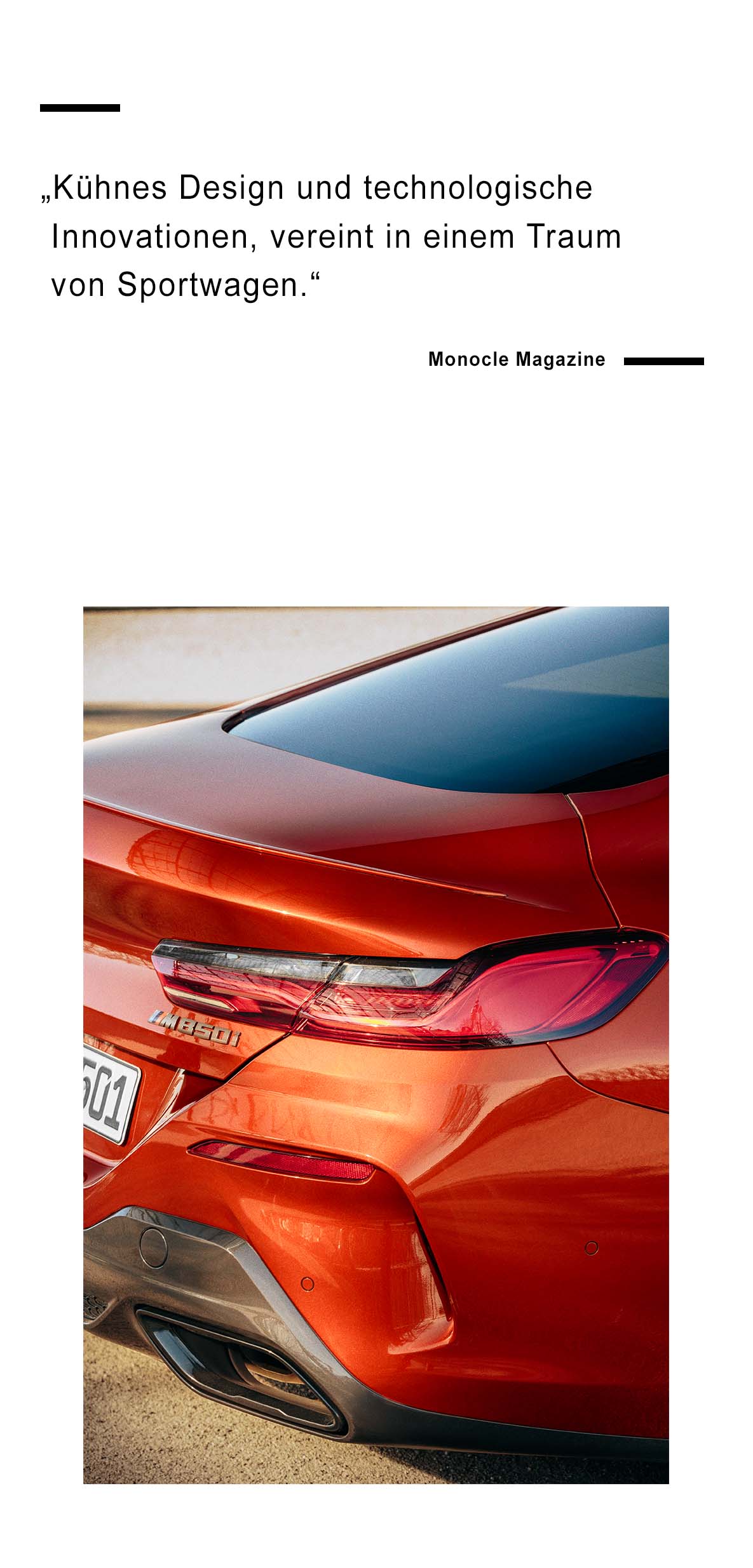 BMW M850i xDrive Coupé Heck eines roten BMW M850i xDrive Coupé