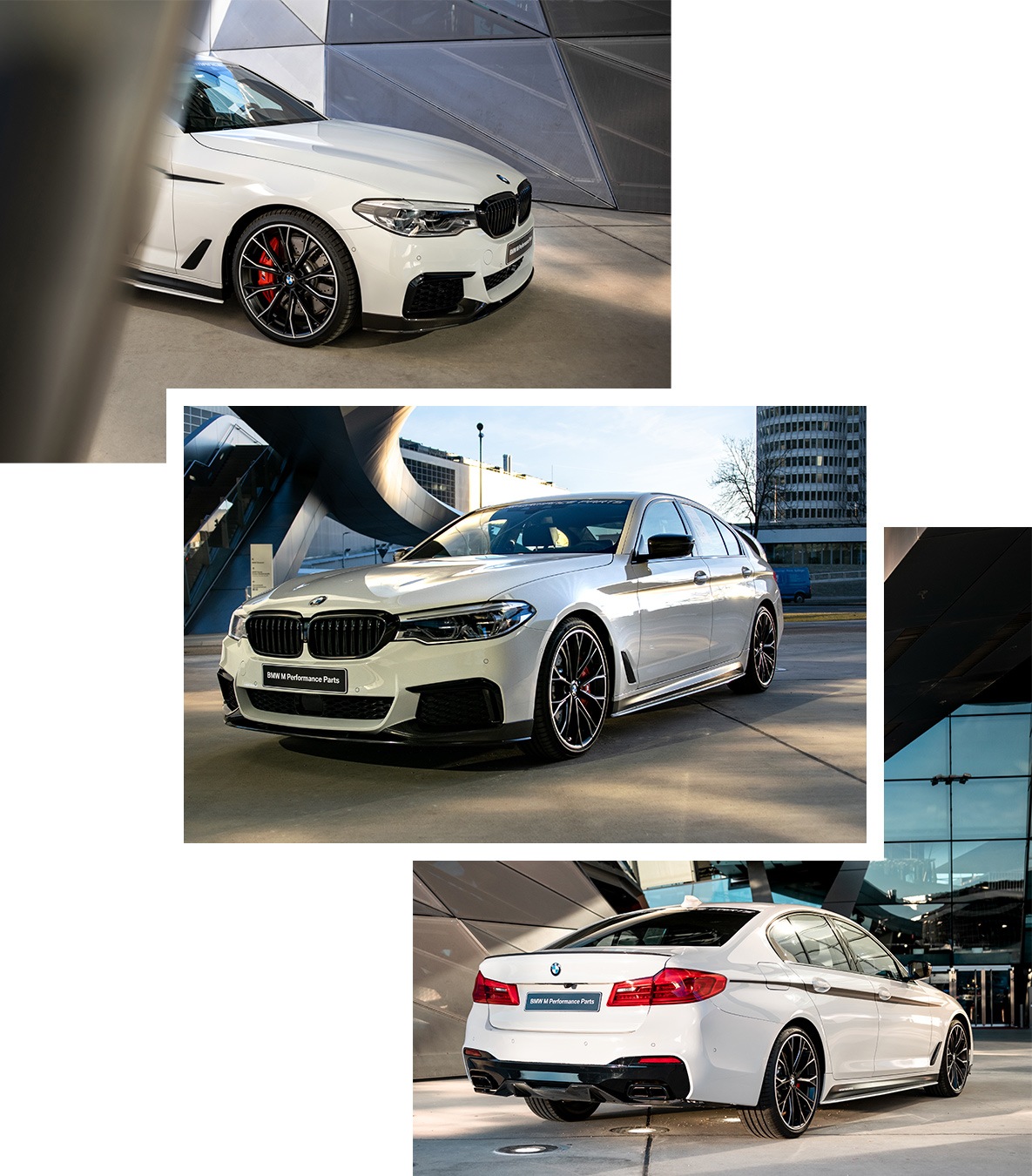 Weißer BMW M5 Competition mit M Performance Parts
