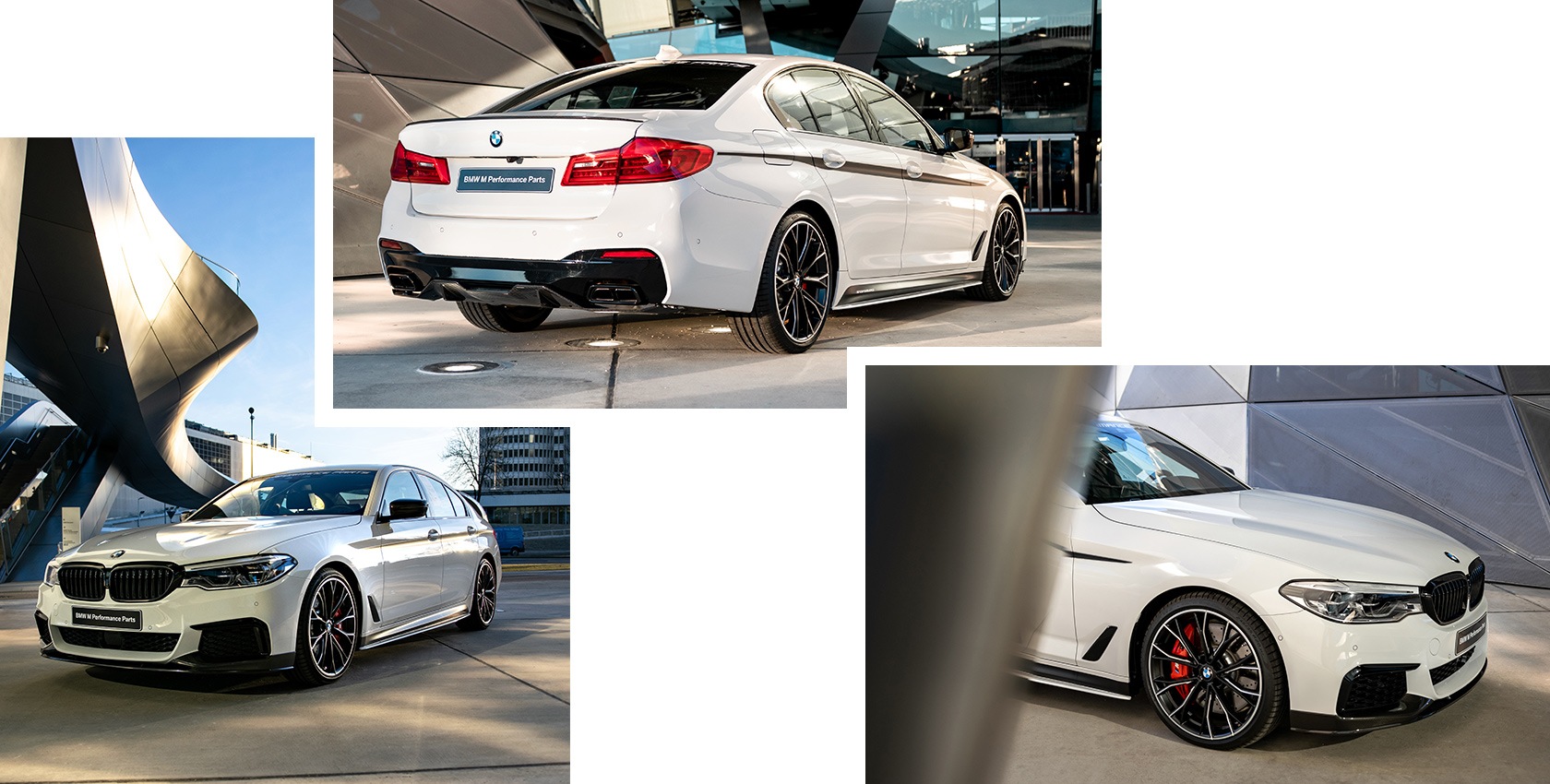 Weißer BMW M5 Competition mit M Performance Parts