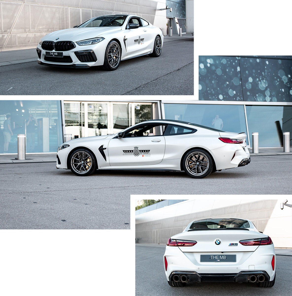 Weißes BMW M8 Competition Coupé mit M Performance Parts