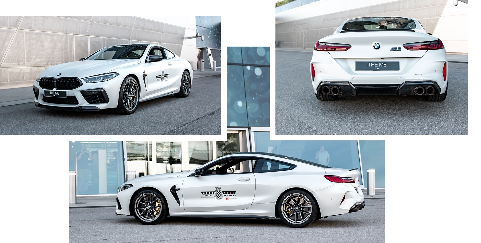 Weißes BMW M8 Competition Coupé mit M Performance Parts