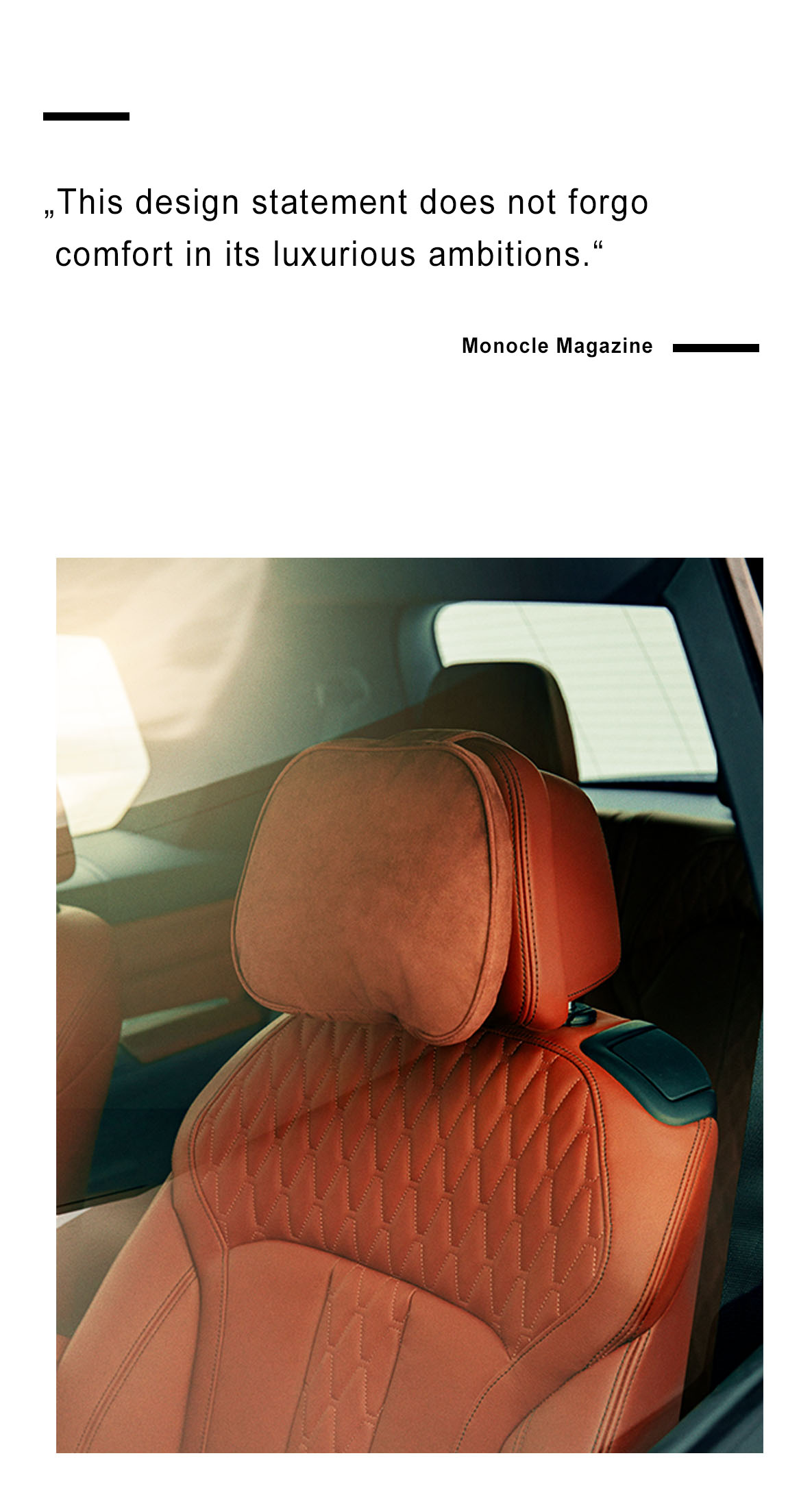 Red leather seat of a BMW X7 M50d