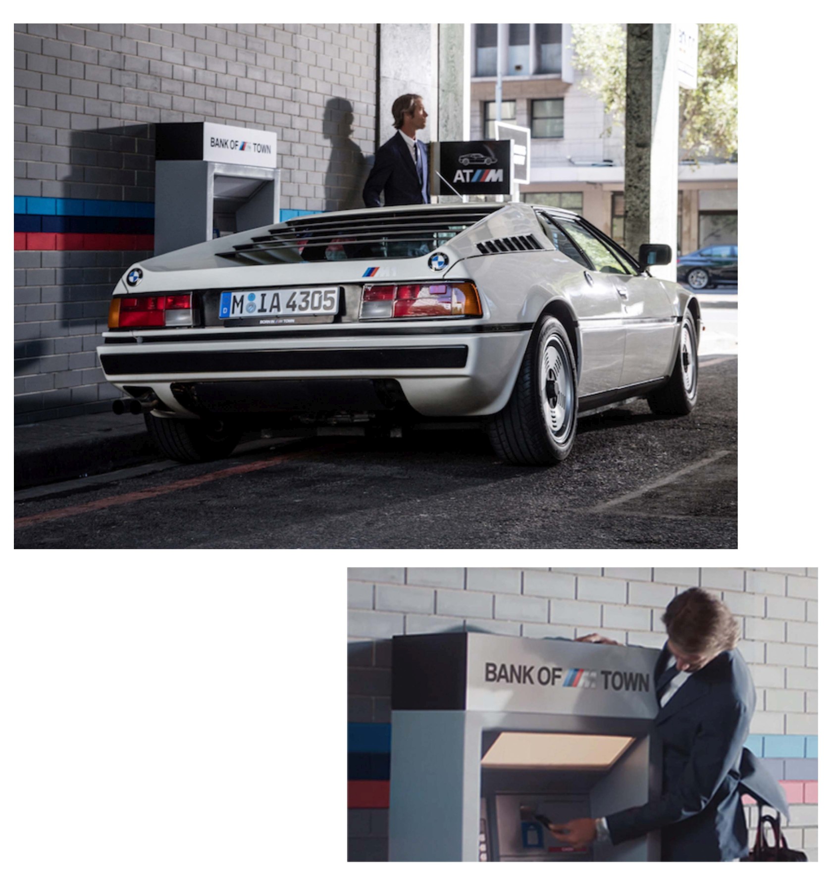 Cremeweisser BMW M1 bei Banking in BMW M TOWN 