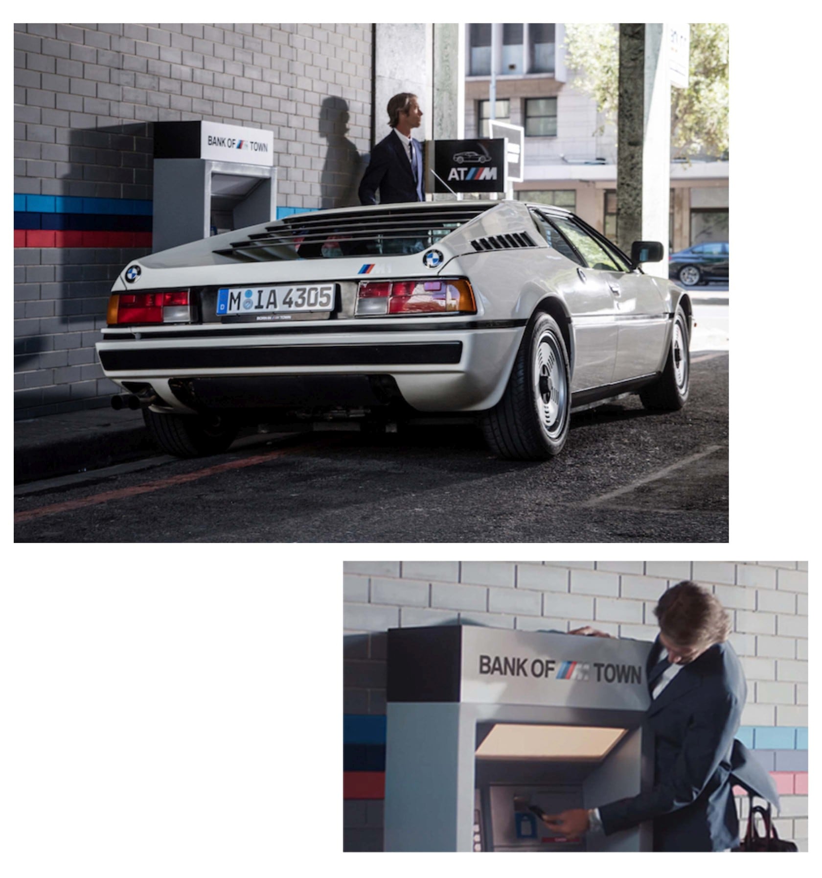 Cremeweisser BMW M1 bei Banking in BMW M TOWN 