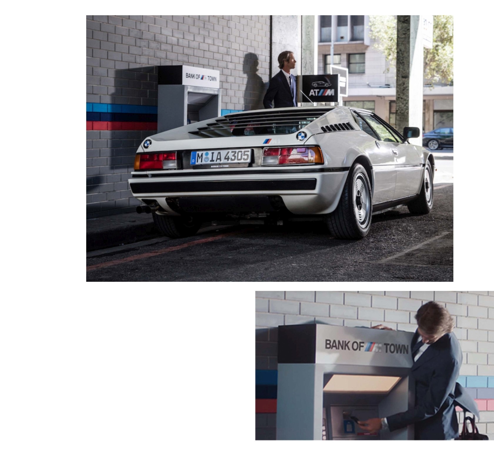 Cremeweisser BMW M1 bei Banking in BMW M TOWN 