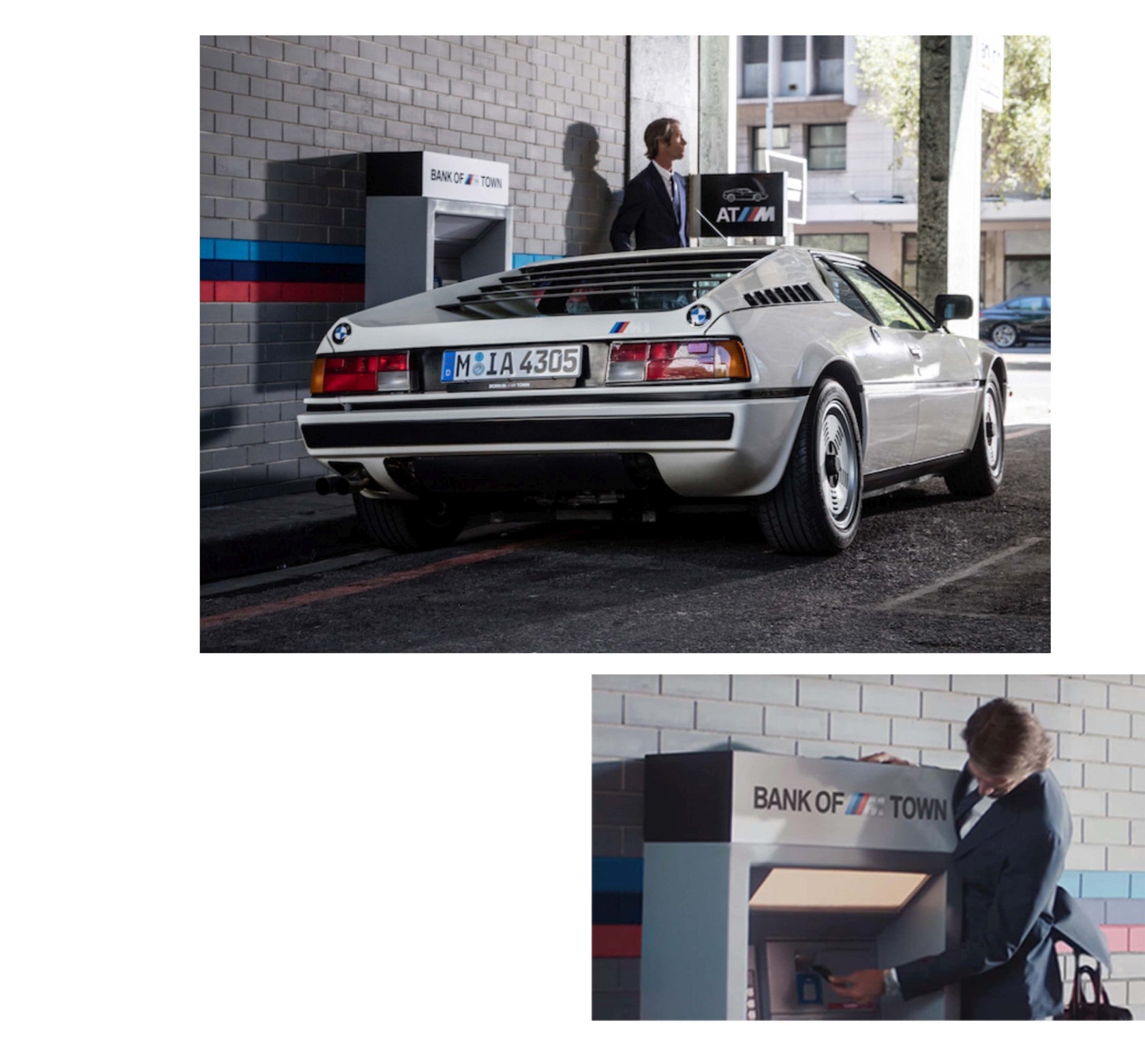 Cremeweisser BMW M1 bei Banking in BMW M TOWN 