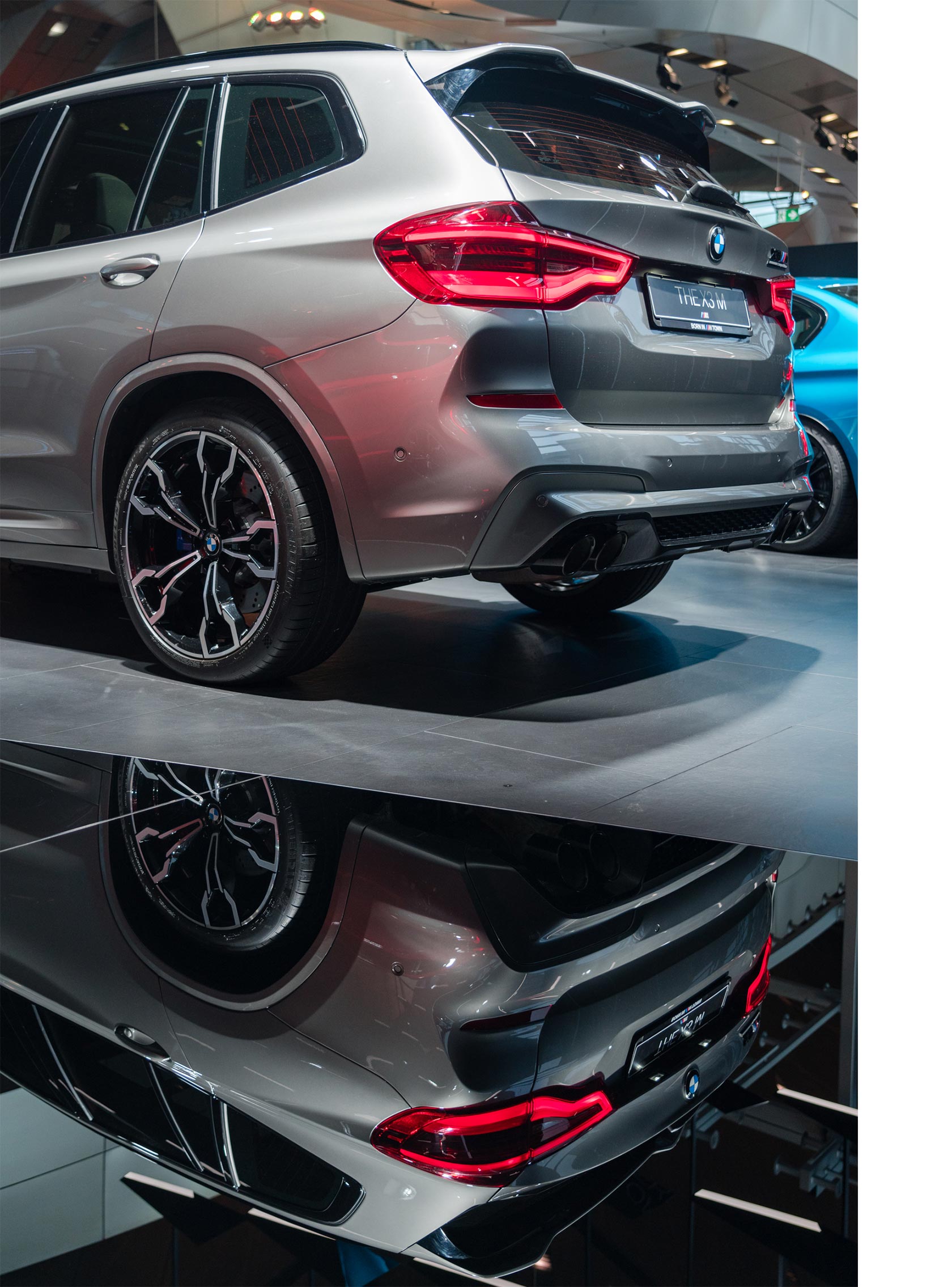 Grauer BMW X3 M Competition in der BMW Welt