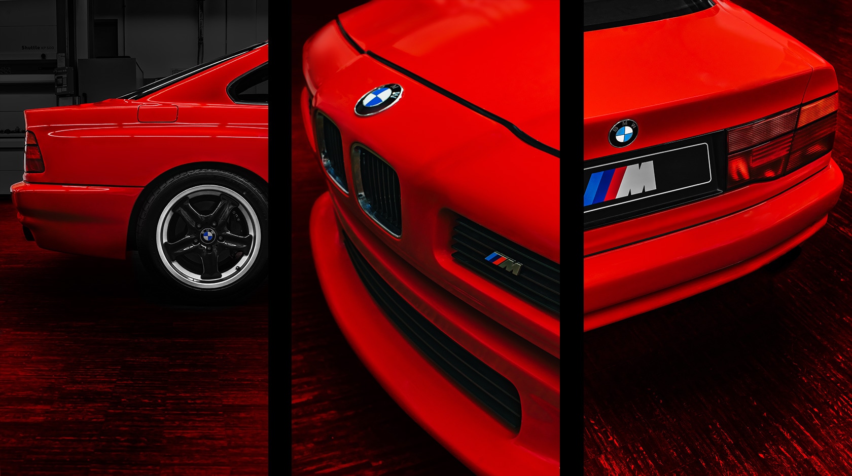 Detailaufnahmen des hellroten BMW M8 E31 Prototyps