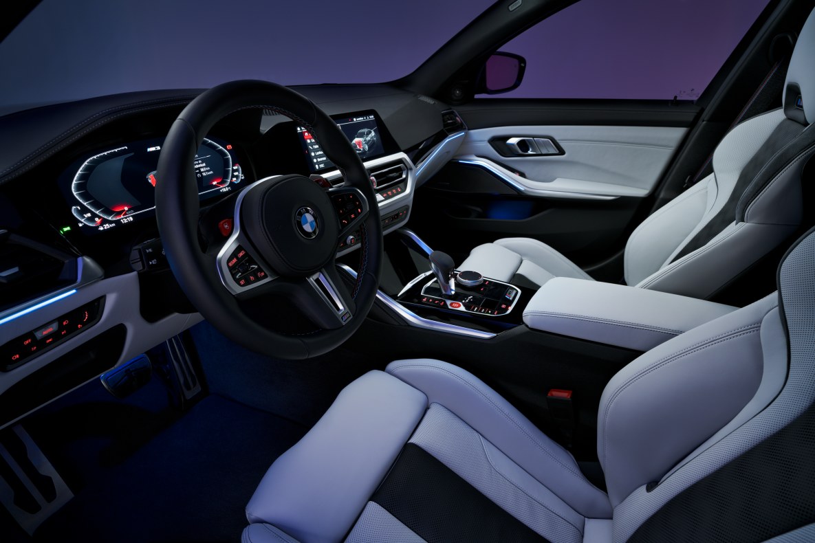 BMW Individual Merino full leather trim with extended features in Ivory White BMW Individual Merino full leather trim with extended features in Ivory White in the BMW M3 Competition Sedan