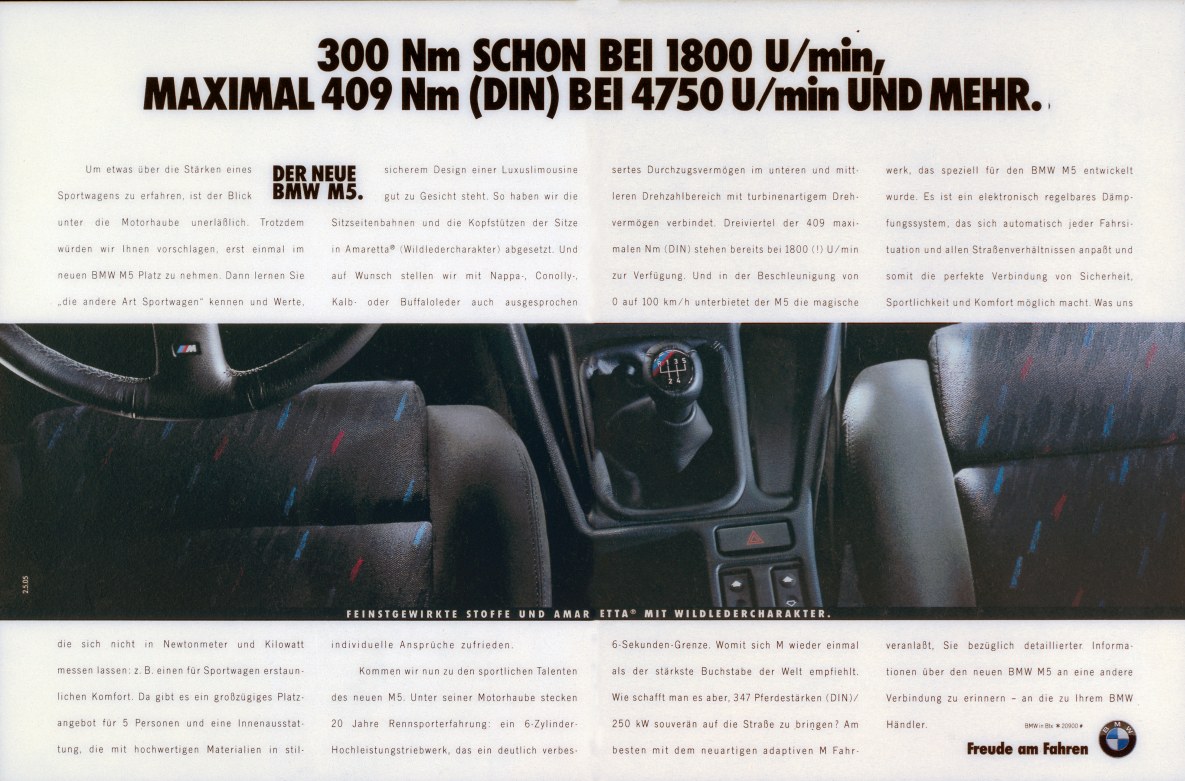 BMW M5 Werbeanzeige von 1990