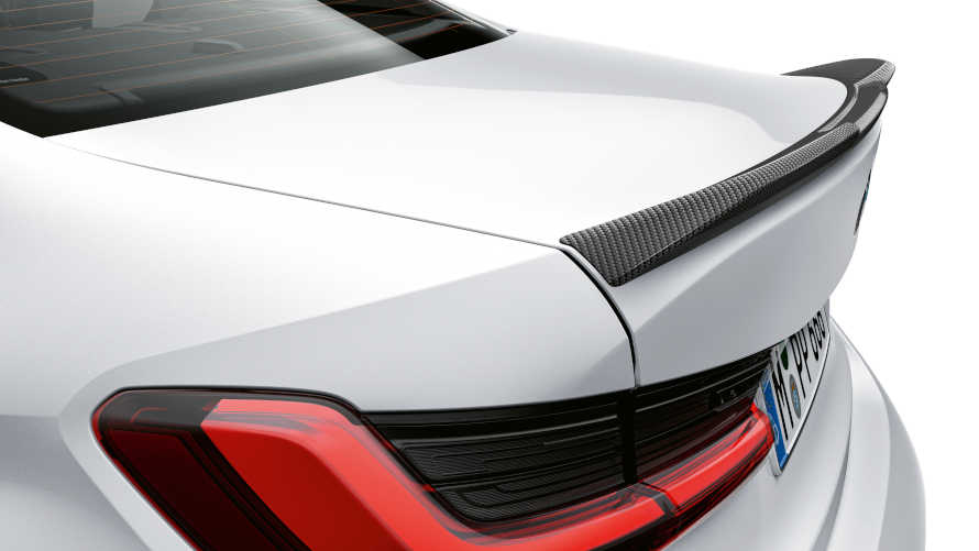 M Performance rear spoiler in carbon fibre for BMW 3 Series.