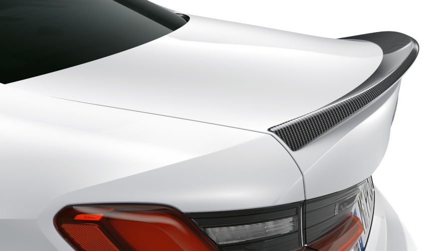 M Performance rear spoiler in carbon fibre for BMW 3 Series.