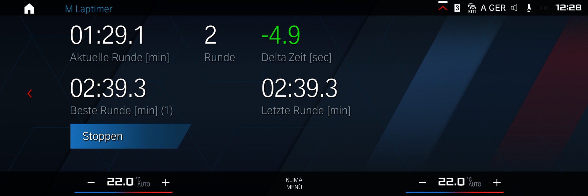 BMW M Laptimer onboard: RUndenzeiten im Control Display.