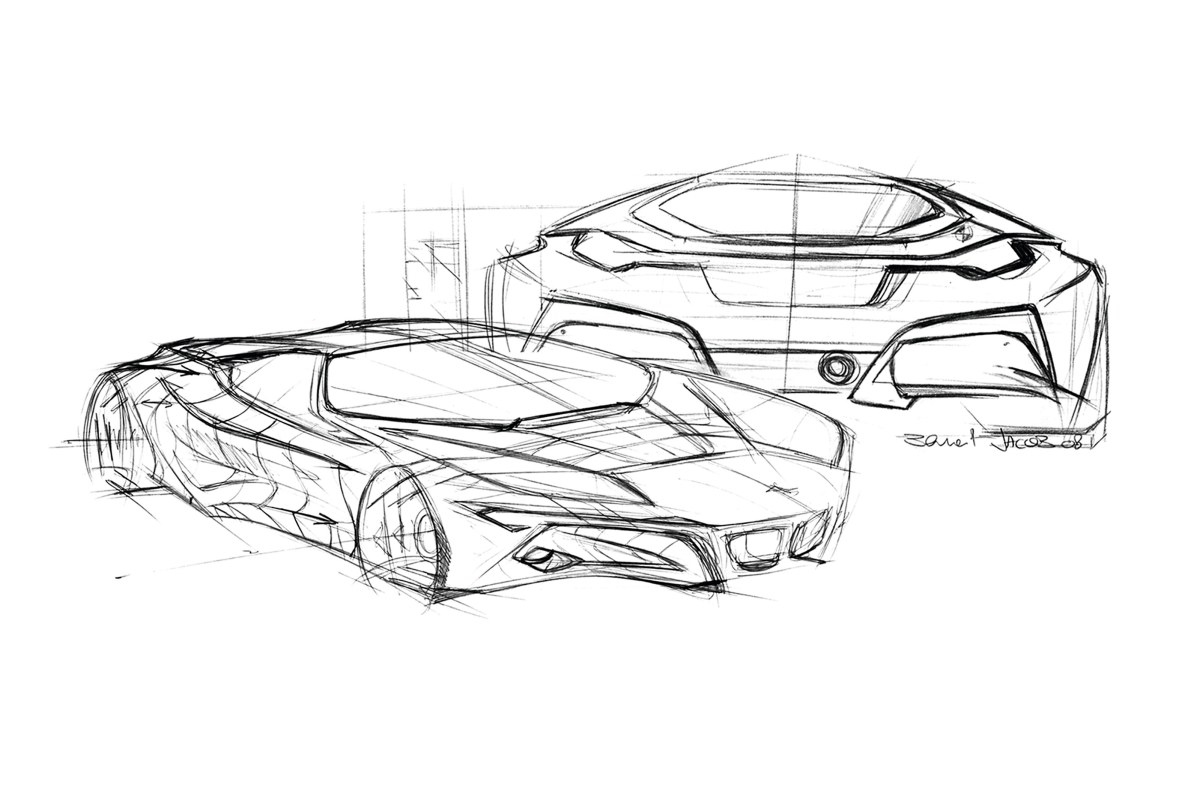 Designskizzen zur Front des BMW M1 Hommage.