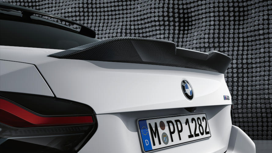 BMW M2 with the M Performance rear spoiler in carbon fiber out of the BMW M Performance Parts programme.
