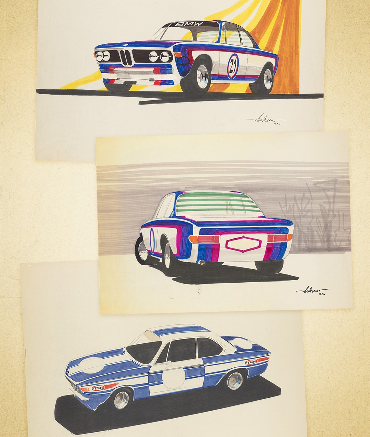 Design with Texaco logos. Design by Wolfgang Seehaus with Texaco logos.
