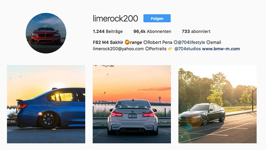 Instagram profile of limerock200
