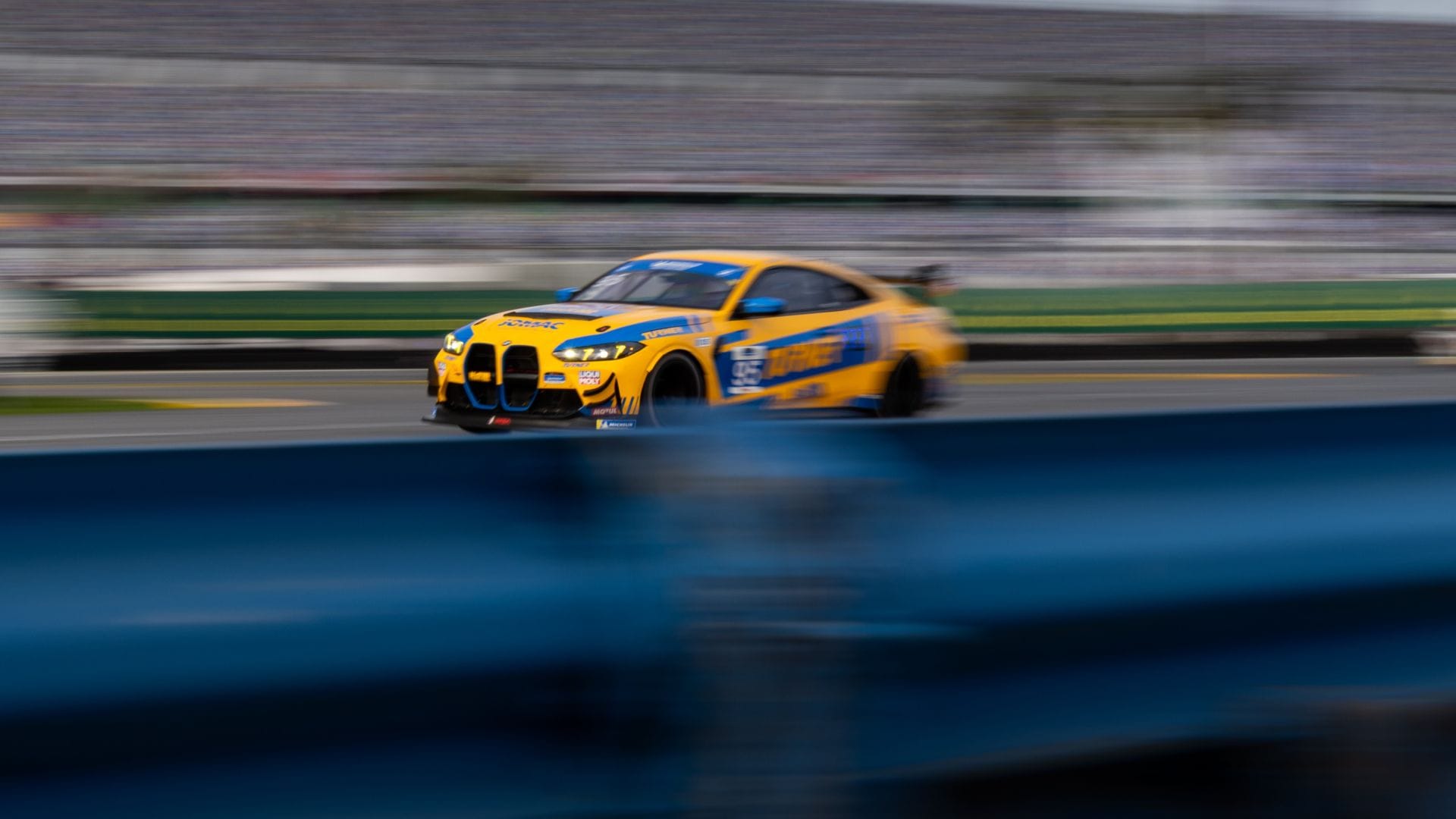 Turner Motorsport's #95 BMW M4 GT4 EVO during the Michelin Pilot Challenge 2026 at Daytona. 