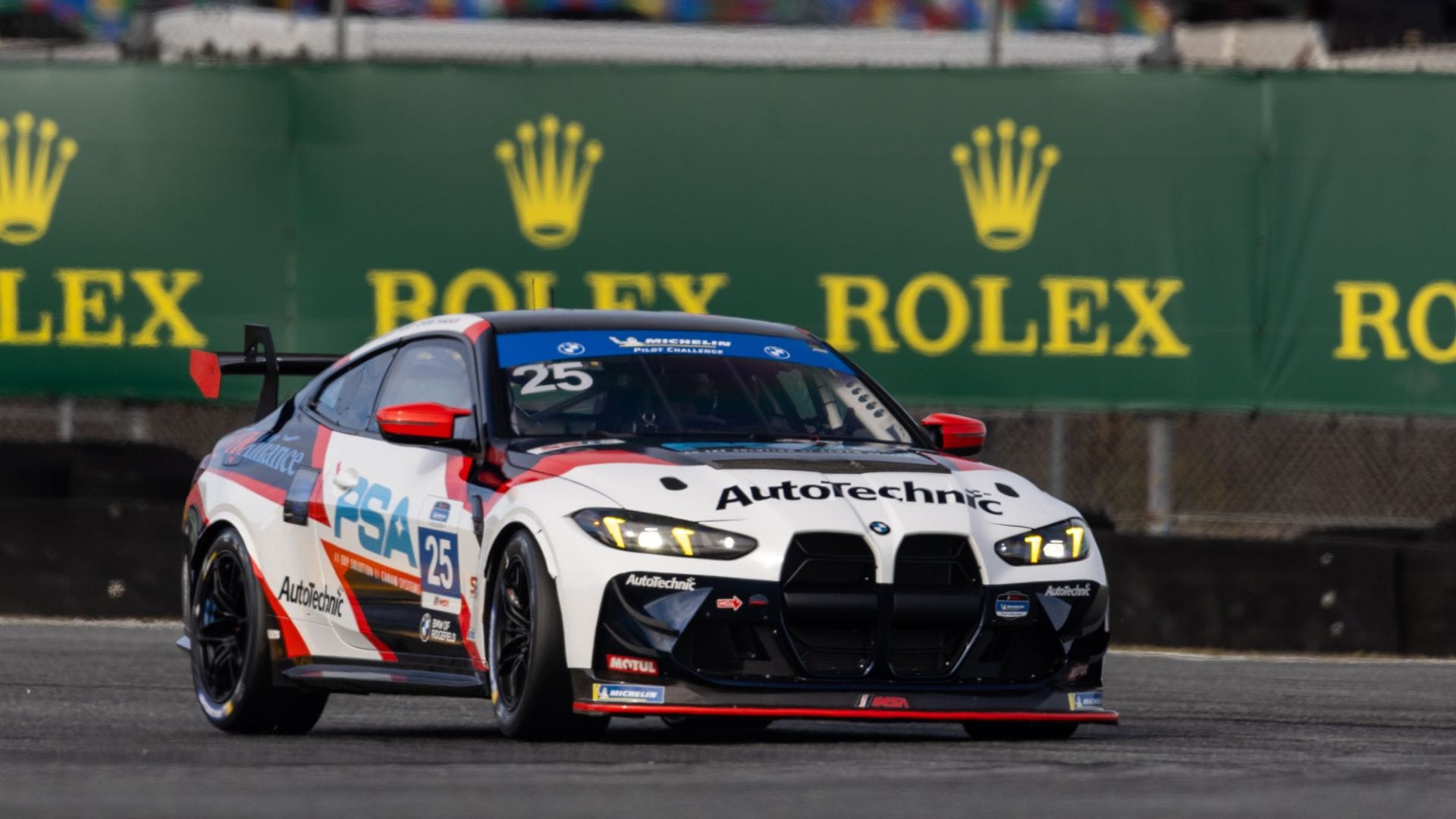 AutoTechnic Racing's BMW M4 GT4 EVO during the Michelin Pilot Challenge 2026 at Daytona. 