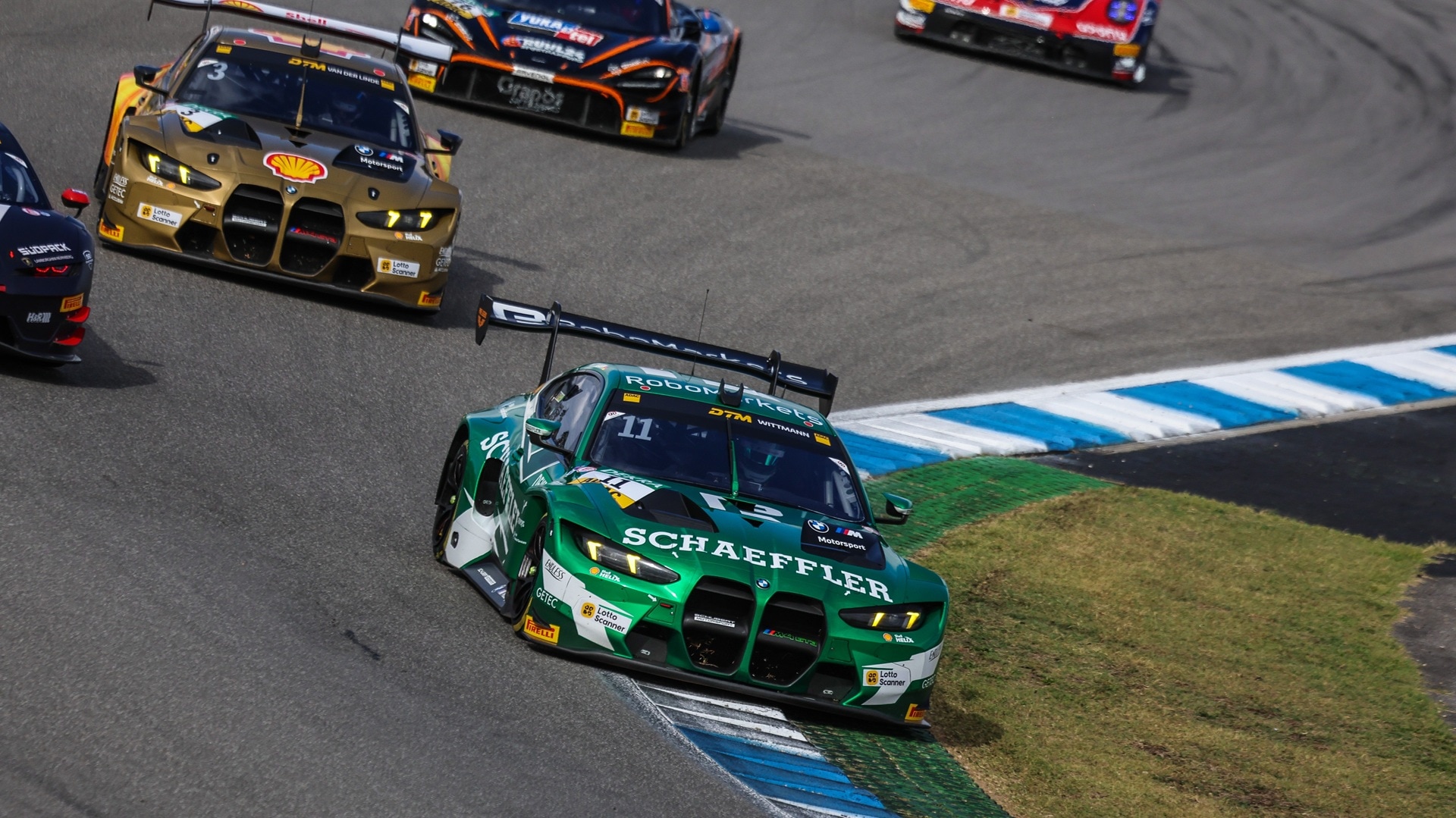 The Schaeffler BMW M4 GT3 EVO, bearing start number 11, in the final race of the 2026 DTM season at Hockenheim.