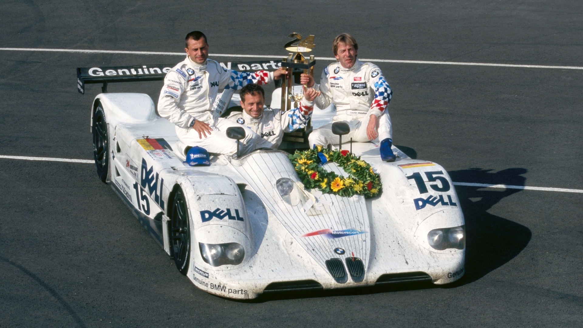 BMW V12 LMR drivers and Le Mans winners Winkelhock, Martini und Dalmas