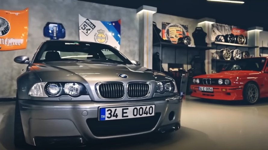 Can Eyilik and his BMW M3 garage.