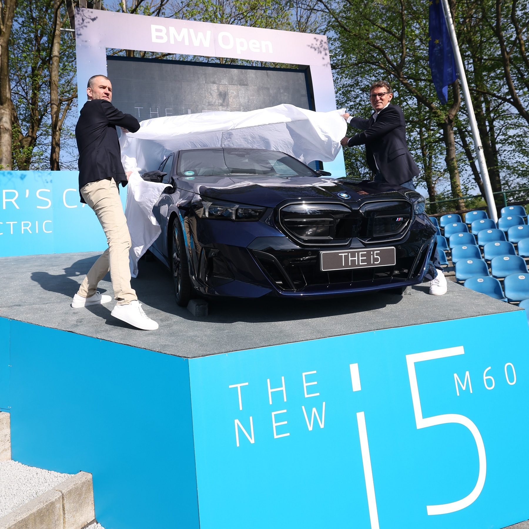 The BMW i5 M60 at the 2024 BMW Open ATP tournament. 