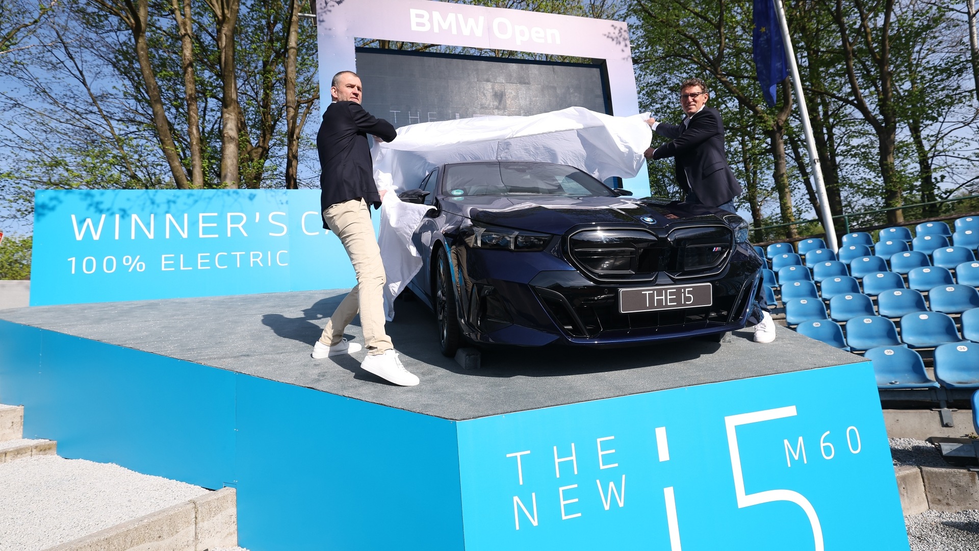 The BMW i5 M60 at the 2024 BMW Open ATP tournament. 