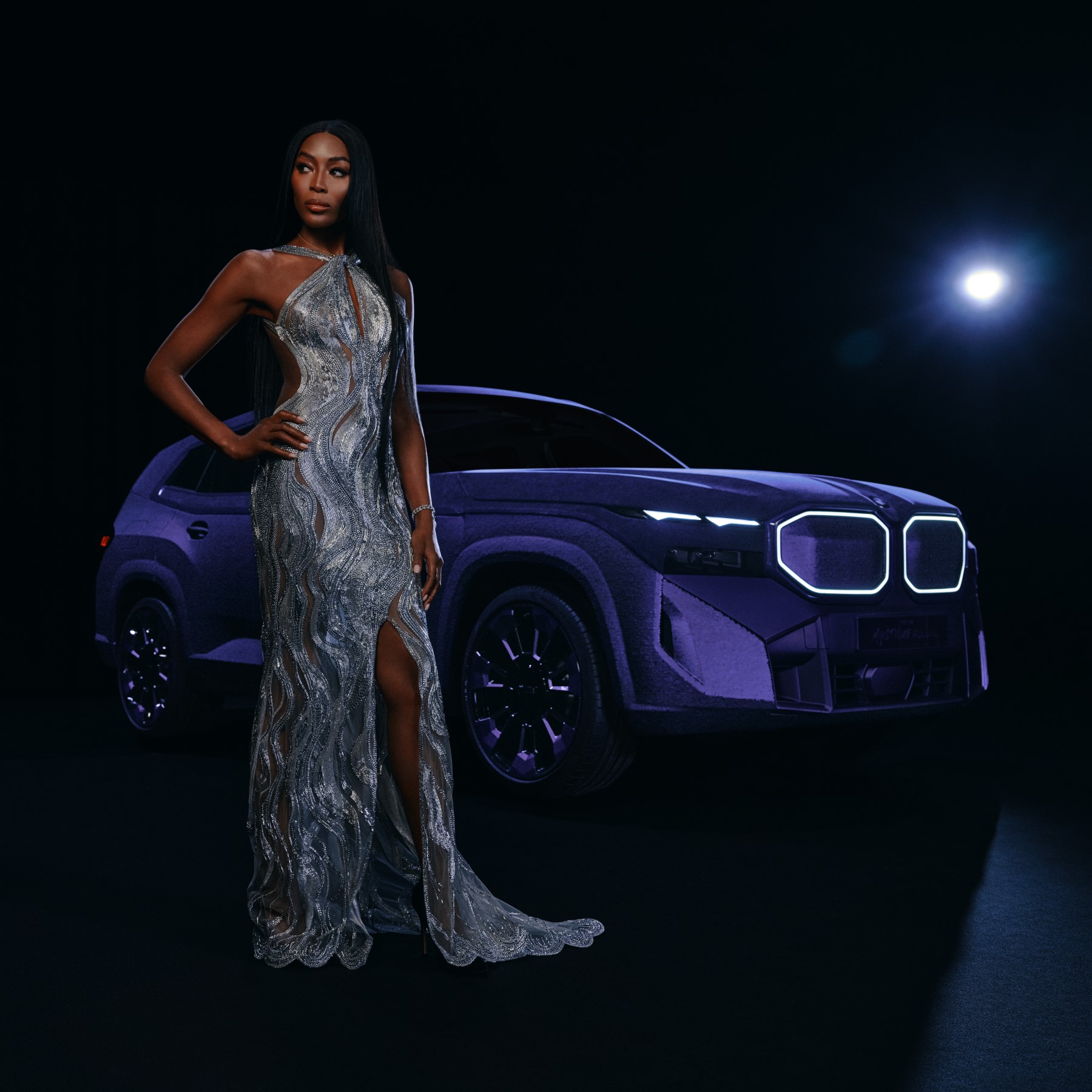 Naomi Campbell unveils the BMW XM Mystique Allure show car.