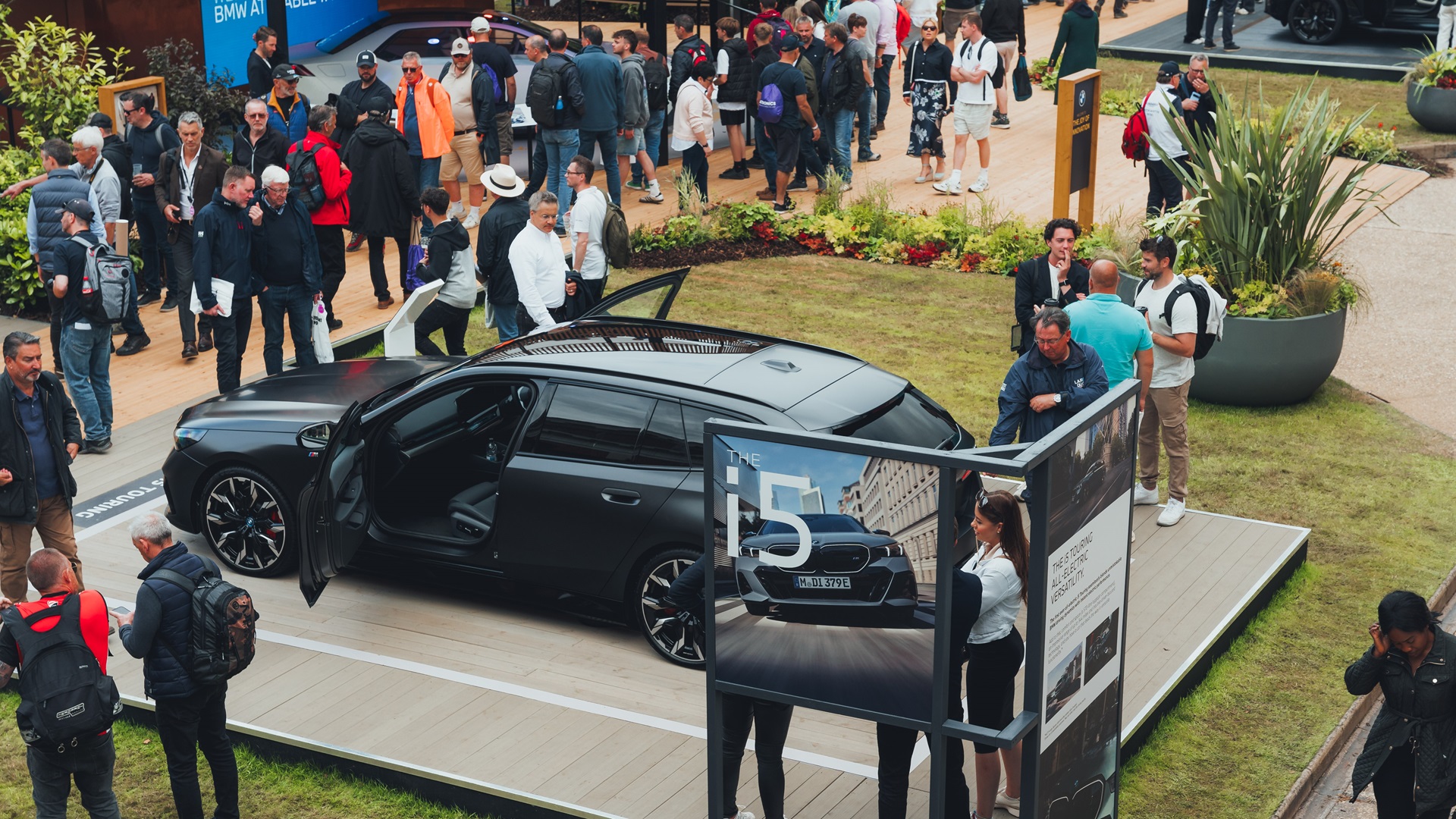 Visitors attending the BMW M Podium at the Stable Yard, Goodwood 2024.