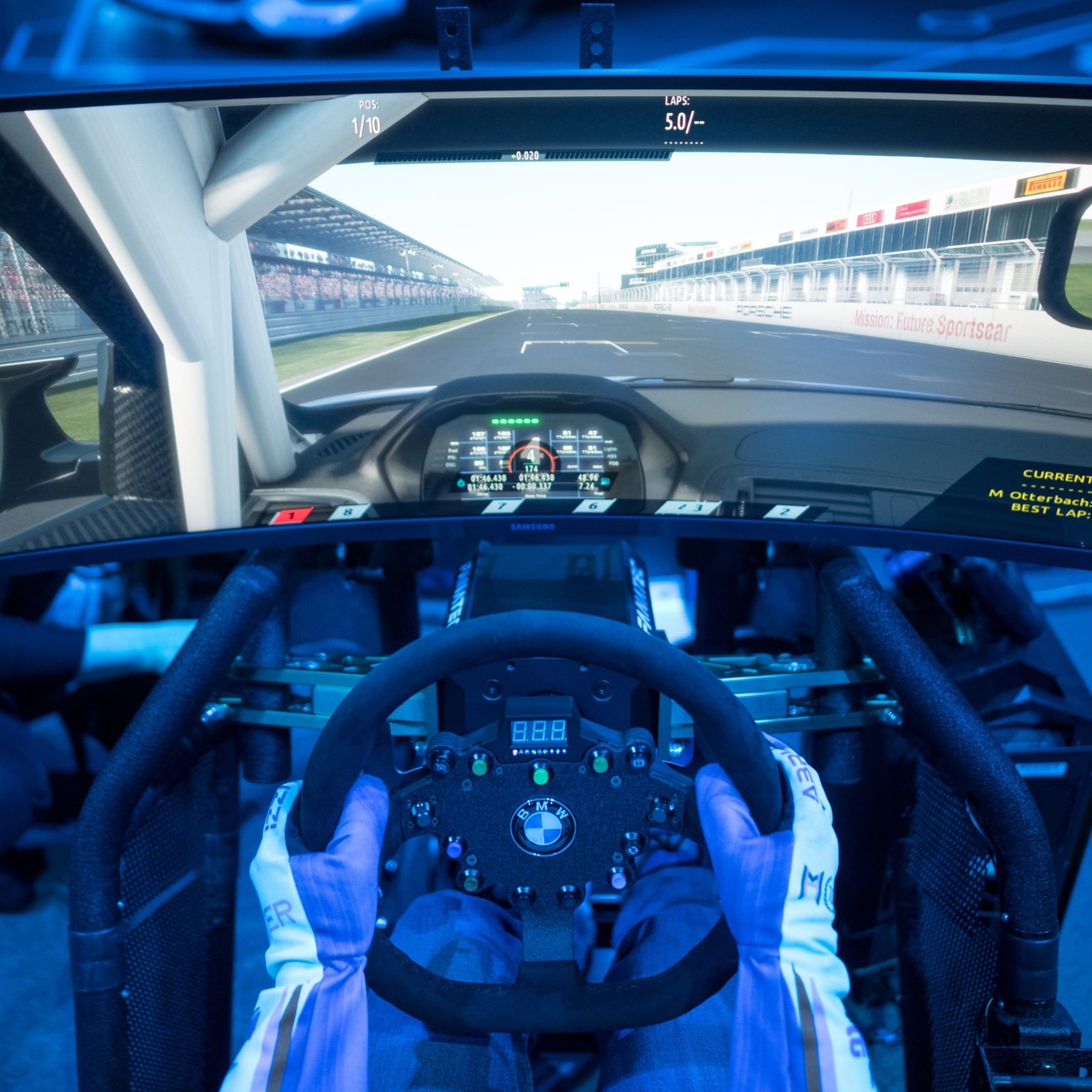 Esports racer between the real and virtual world. 
