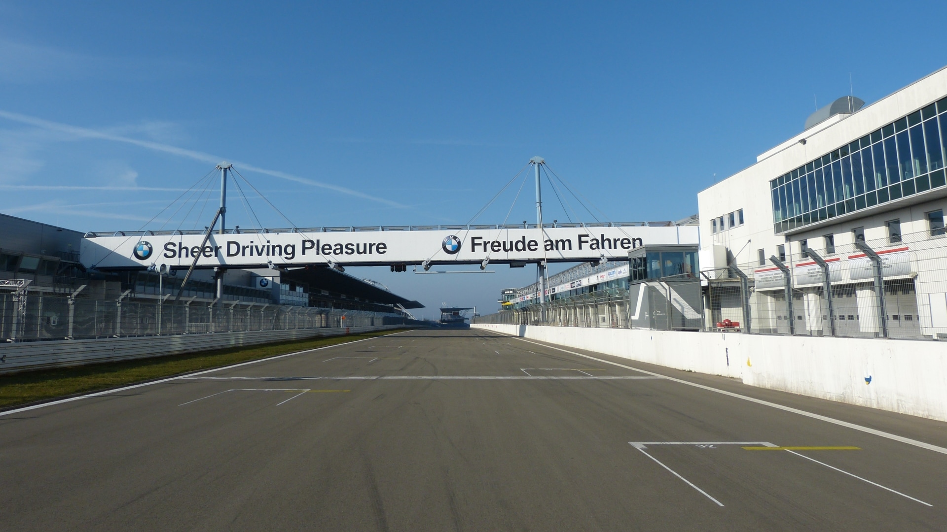 The white “Sheer Driving Pleasure” design adorned the bridge at the Nürburgring from 1999 to 2016.