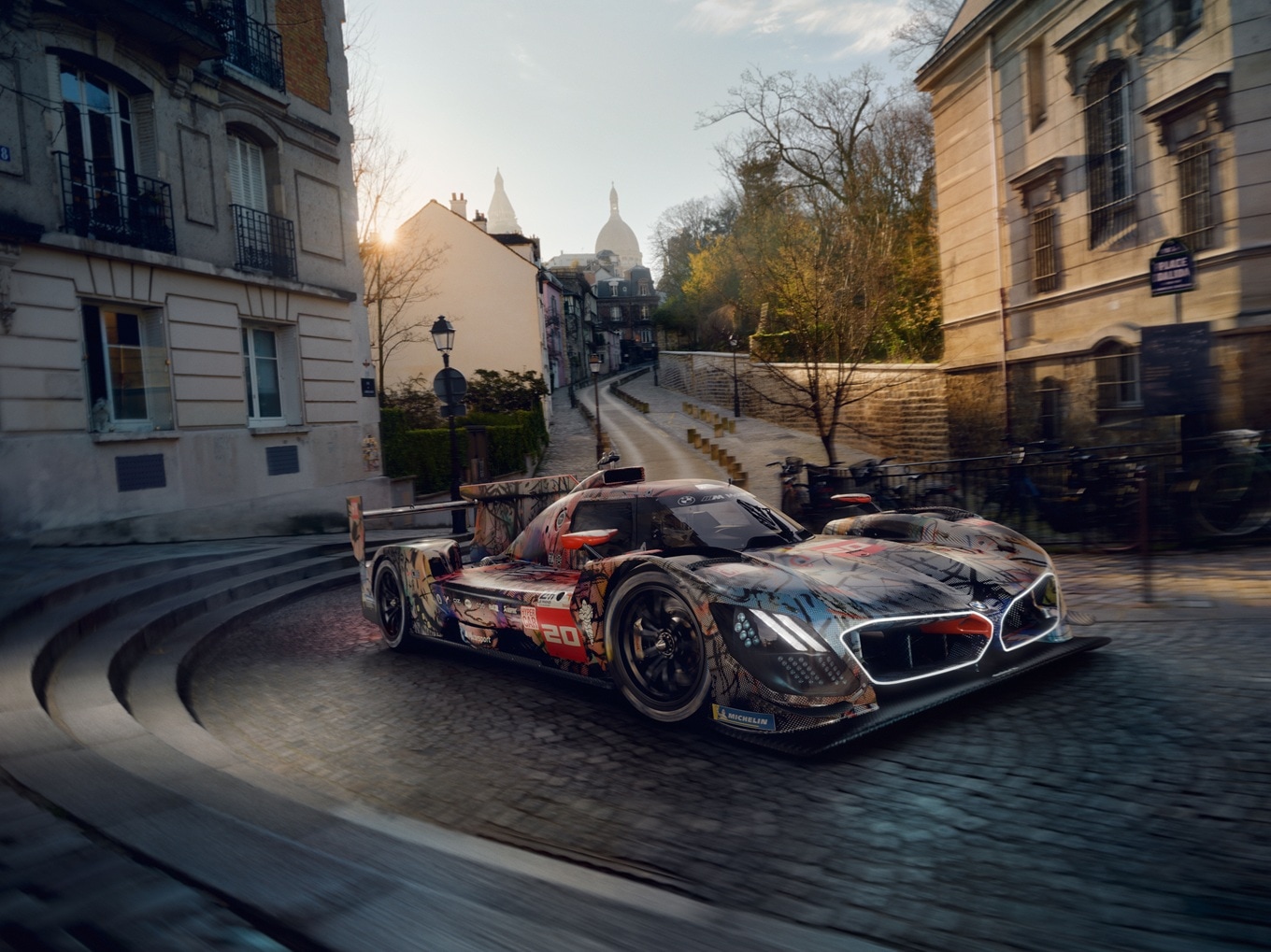 Le Mans contender BMW M Hybrid V8 by Julie Mehretu at Montmartre, Paris, 2024.&nbsp;