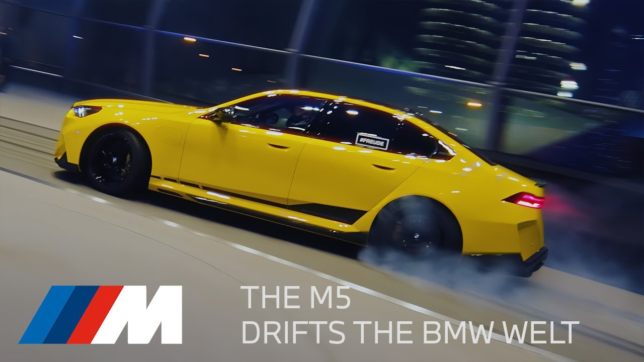 THE M5 DRIFTS THE BMW WELT.