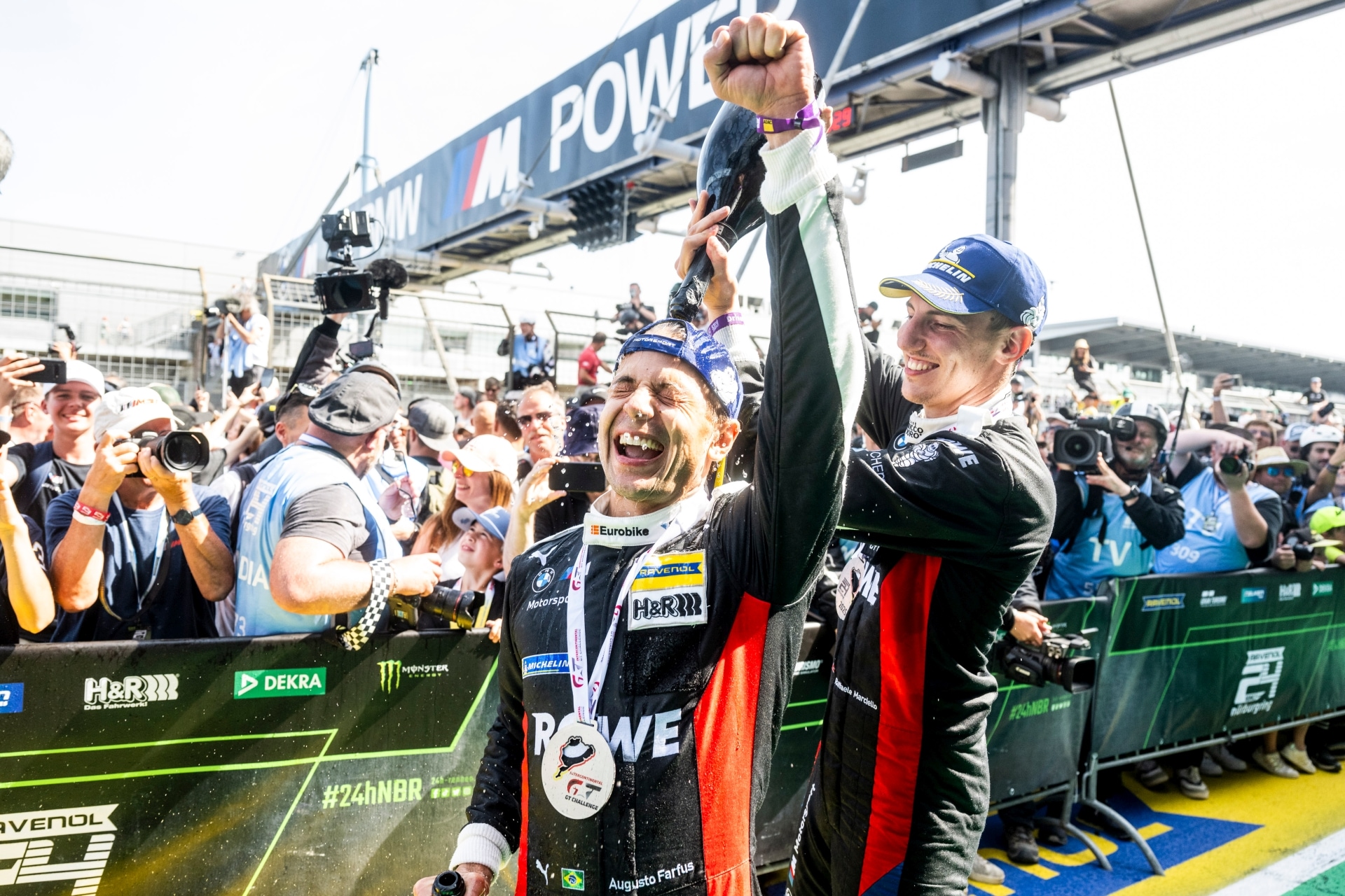 Augusto Farfus and Raffaele Marciello celebrate the victory