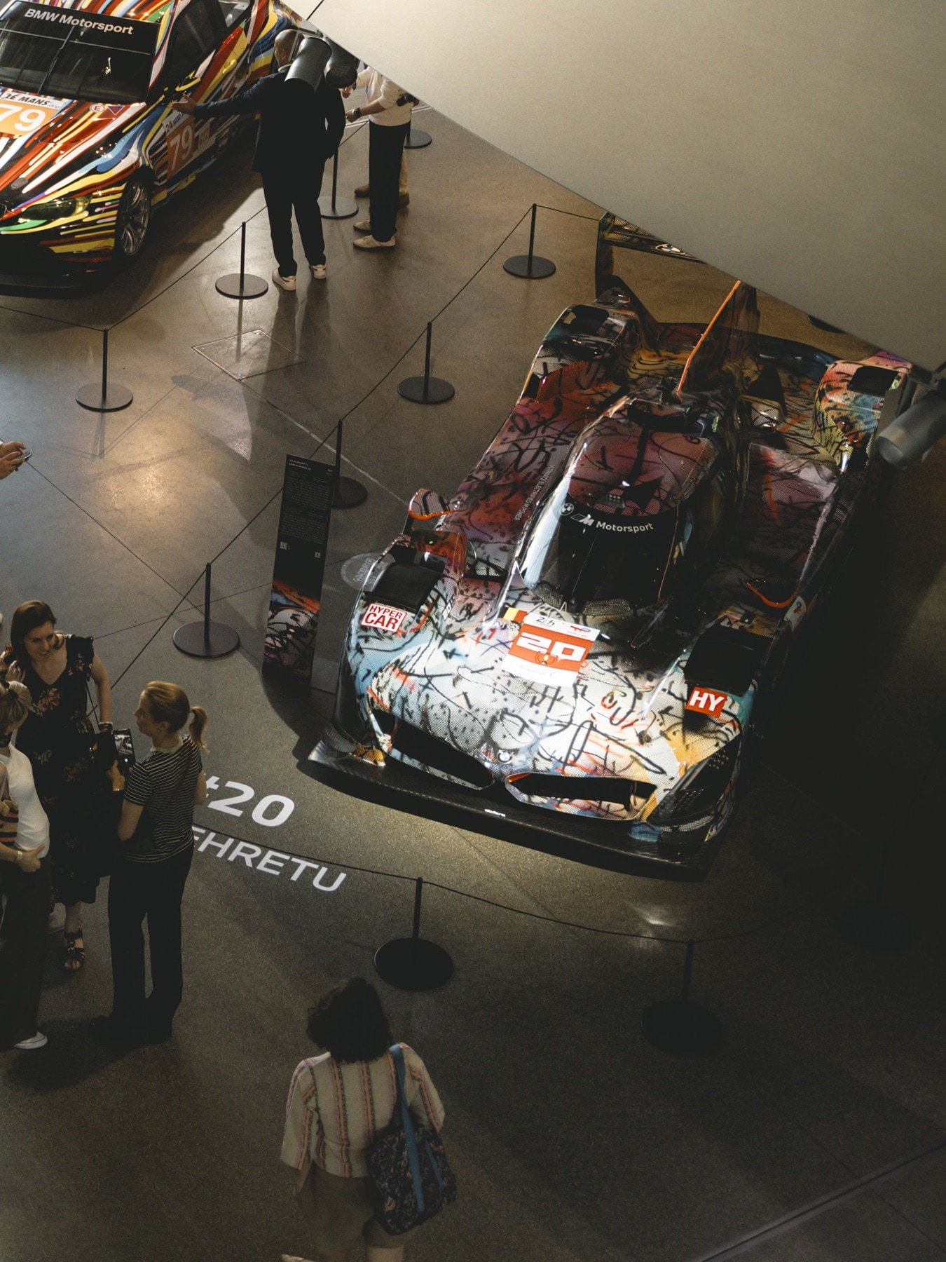 The latest e Art Car #20, designed by Julie Mehretu, on display at BMW Welt.