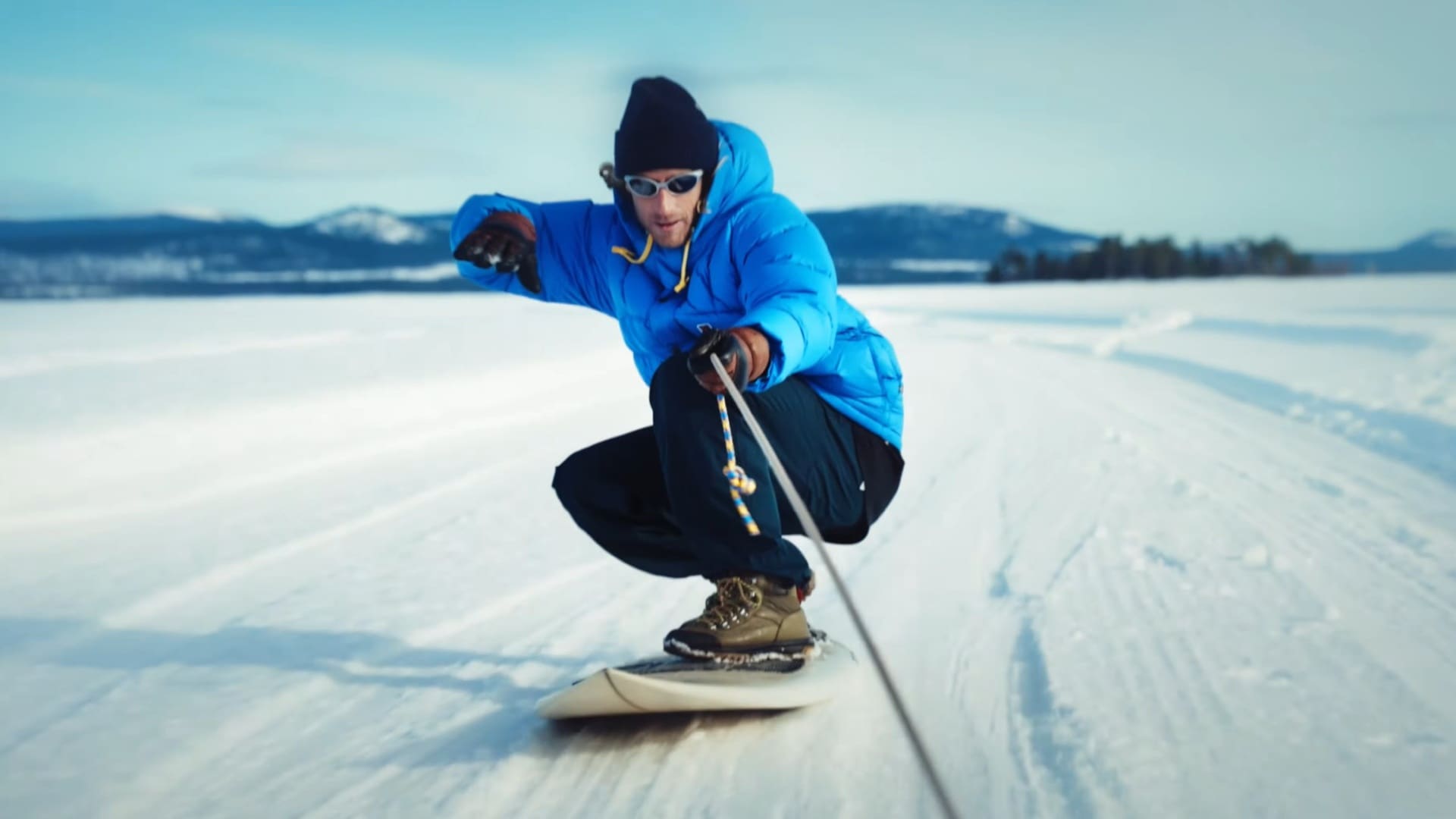 Freddie Meadows ice suring in Arjeplog, Sweden. 
