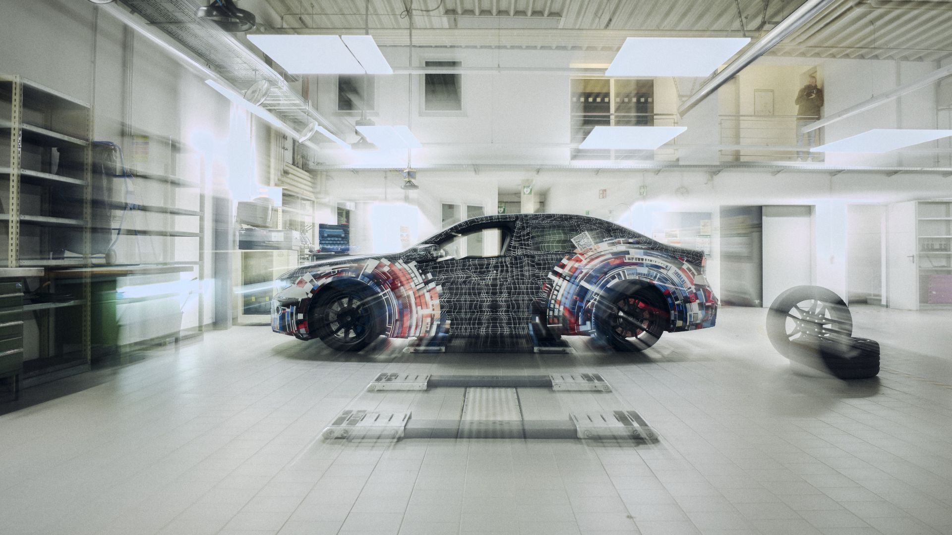 The all-electric prototype from BMW M in a workshop 