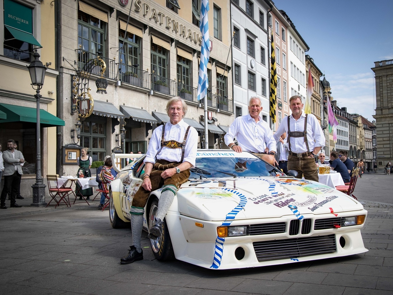 The BMW M1 in Wirtshaus livery at the 2012 Le Mans Classic.