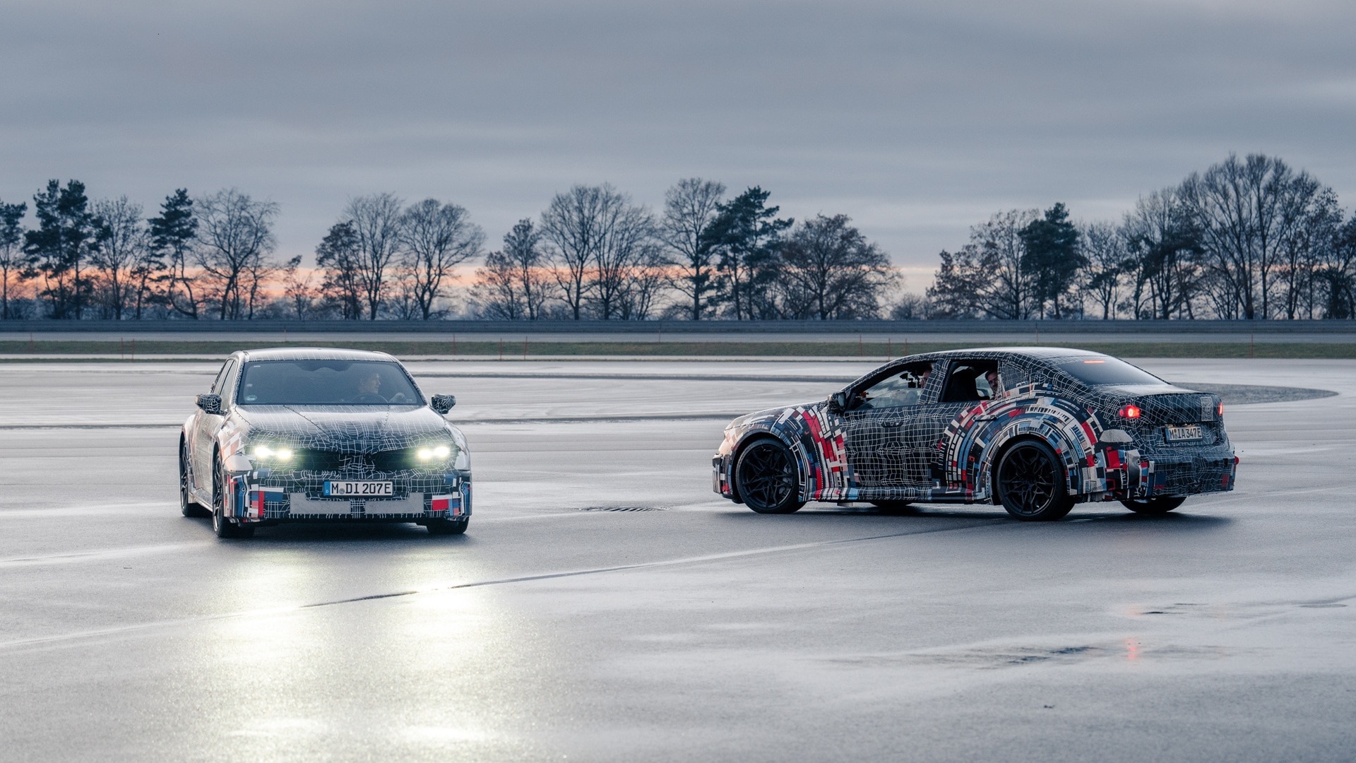 Two BMW M fully electric drivetrain test vehicles.
