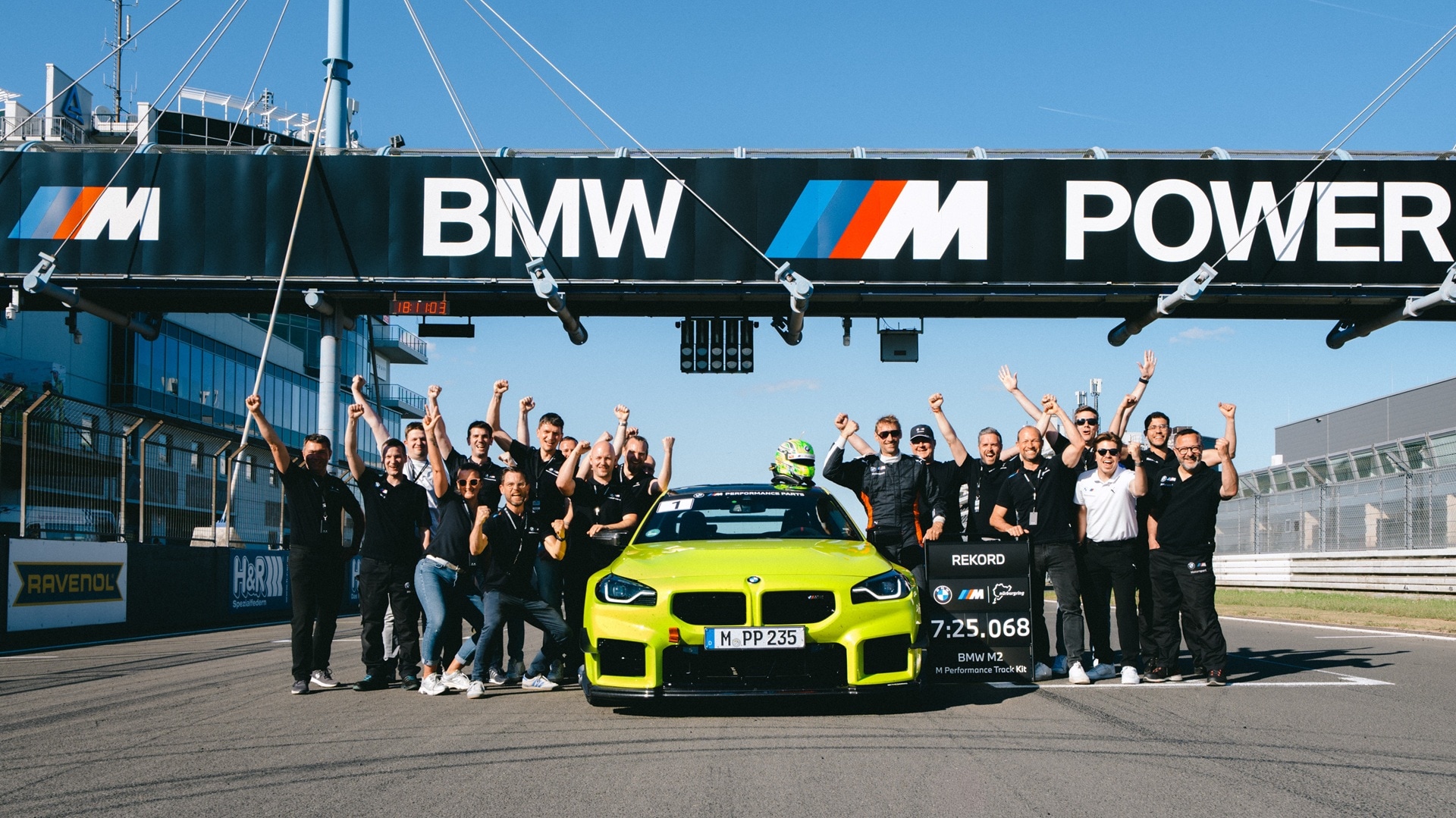 BMW M2 with M Performance Track Kit after the record lap on the Nürburgring