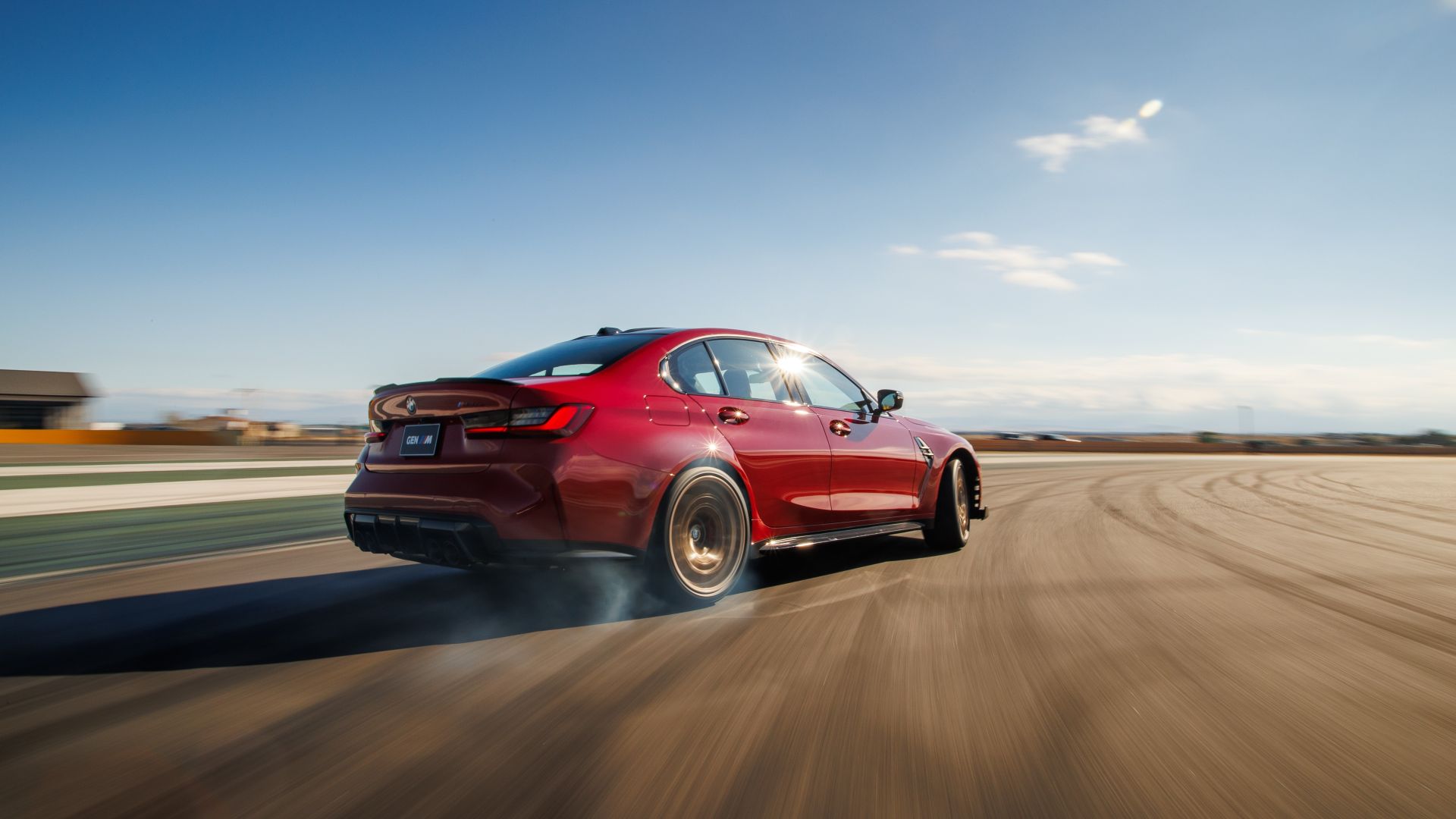 BMW M3 CS Handschalter drifts on a racetrack