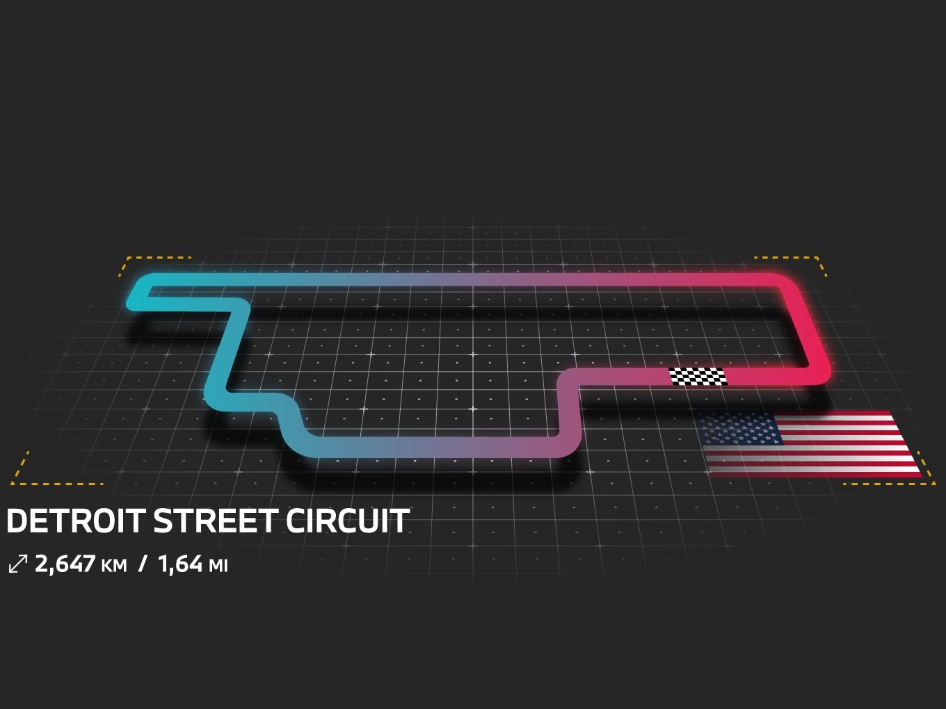 Grafische Darstellung vom Detroit Street Circuit.